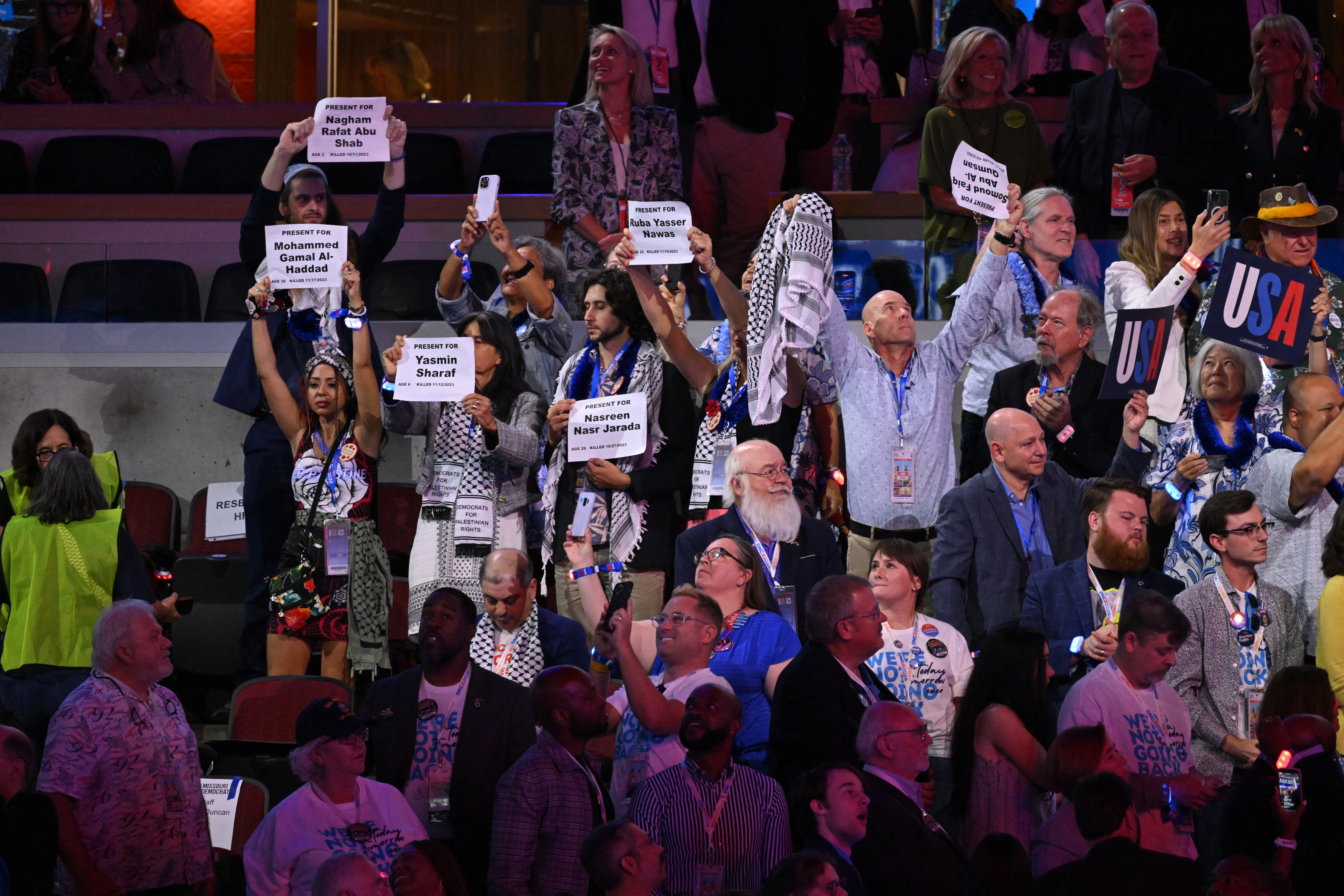 Delegates wave keffiyeh
