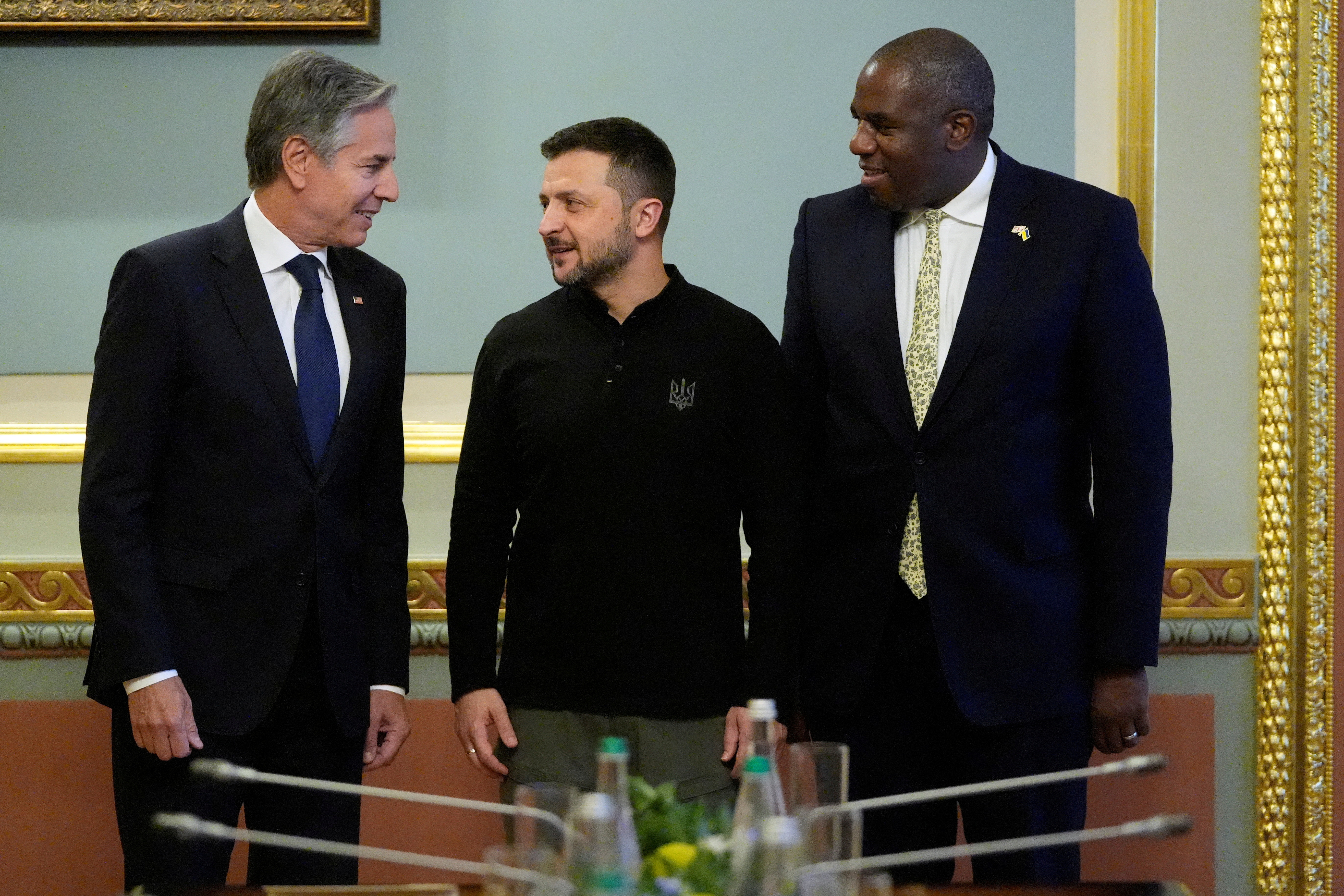 US Secretary of State Antony Blinken and Britain's Foreign Secretary David Lammy meet with Ukraine’s President Volodymyr Zelenskyy at the Mariinsky Palace in Kyiv, Ukraine
