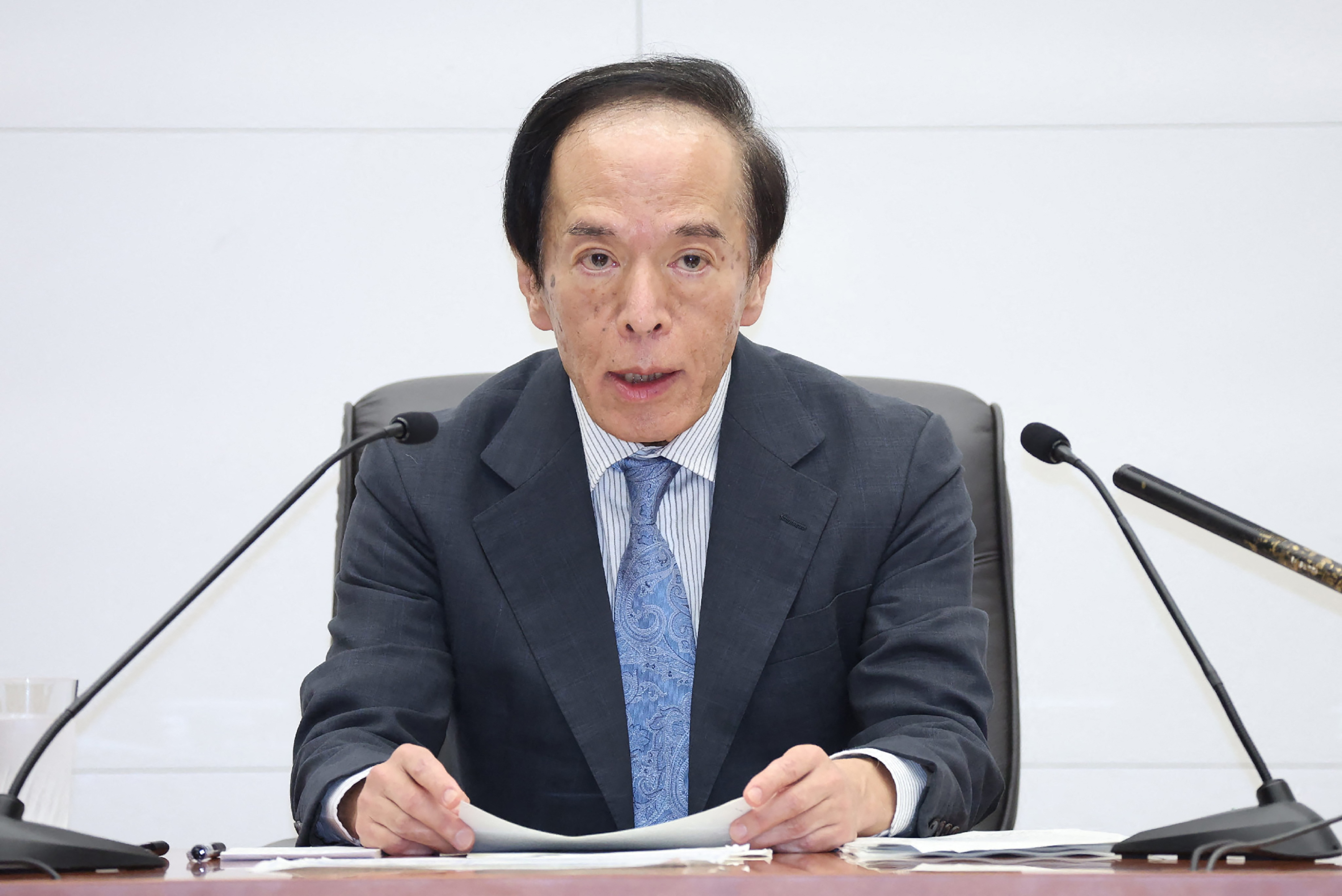 Bank of Japan Governor Kazuo Ueda speaks during a press conference after a monetary policy meeting at the BOJ headquarters in Tokyo on July 31, 2024