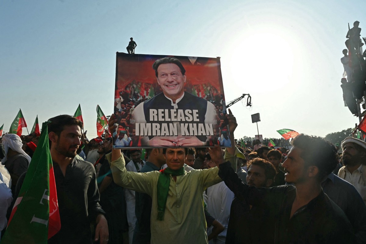 PTI supporters take part in a rally on the outskirts of Islamabad on September 8, 2024