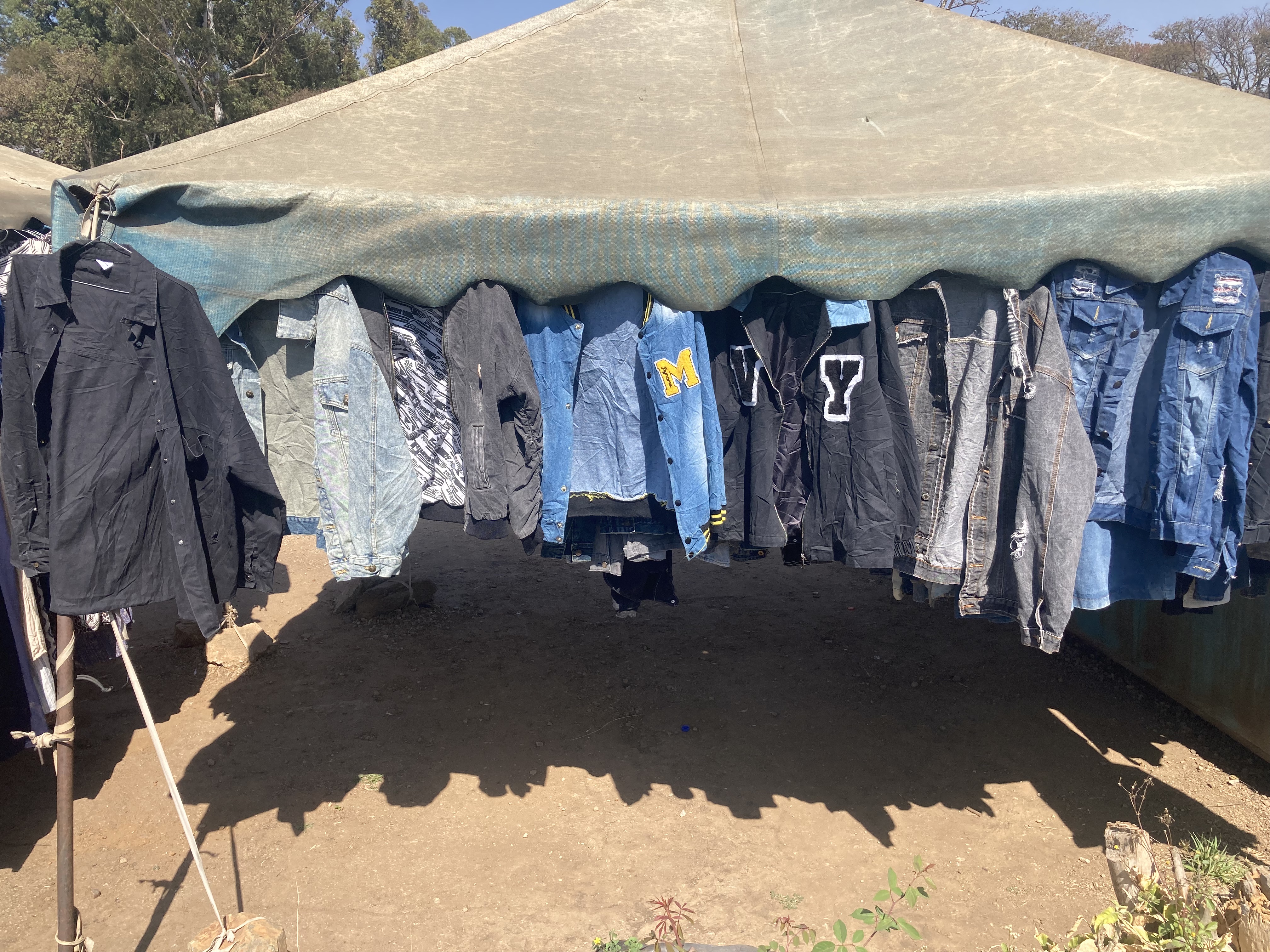 Denim galore at Winnie Mutsokoti’s stall in a suburb of Harare [Ish Mafundikwa]