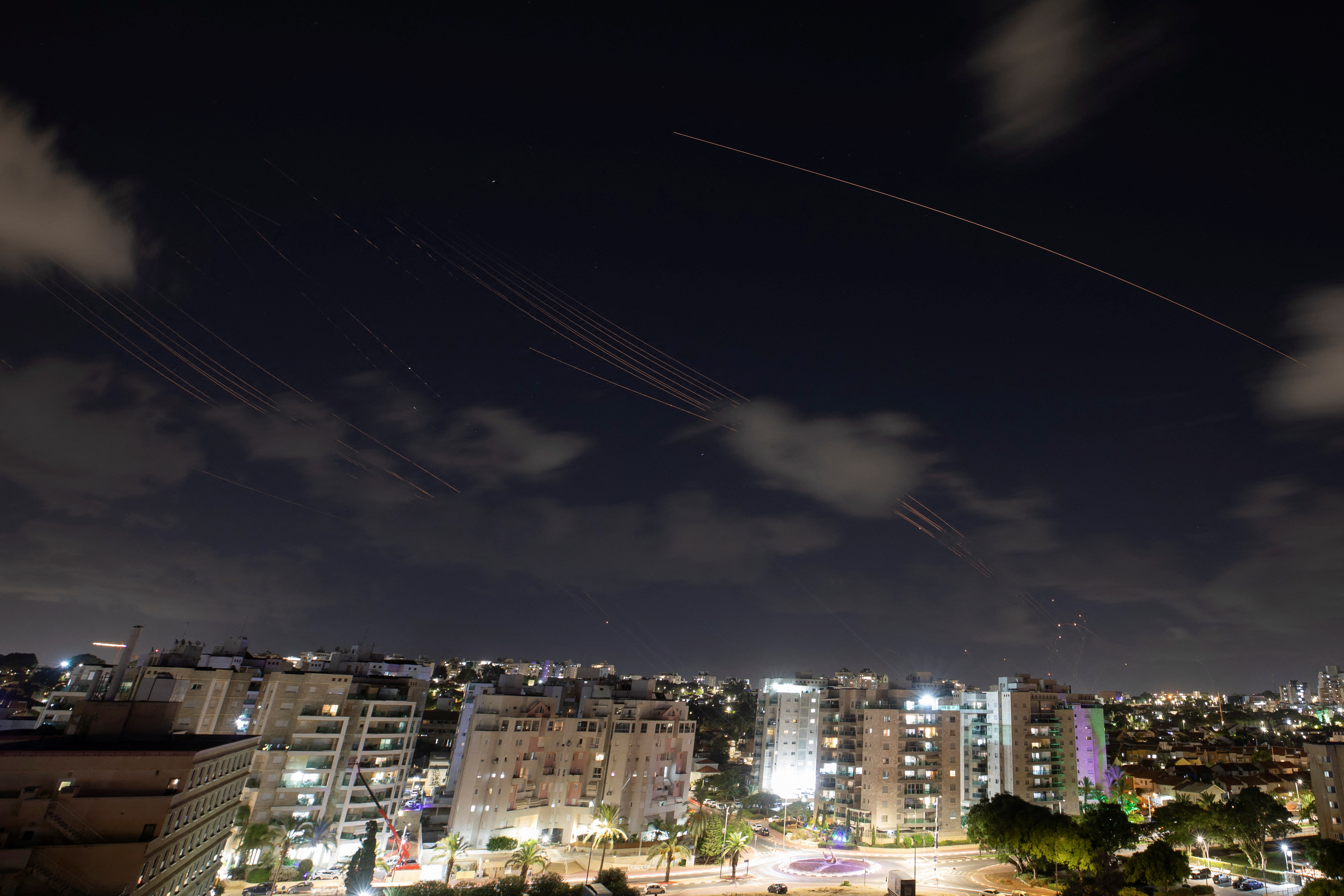Israel's Iron Dome anti-missile system intercepts rockets