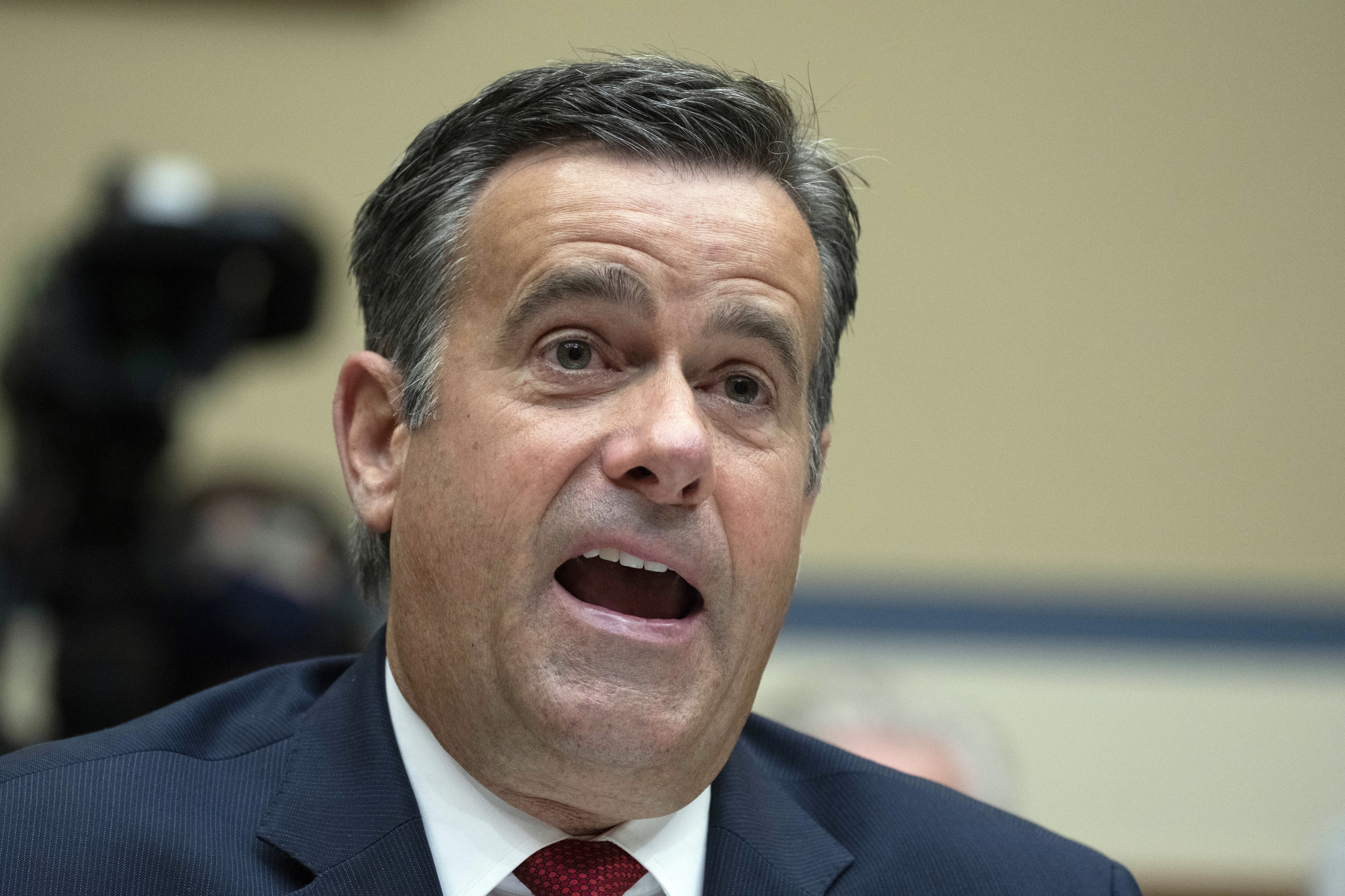 Former Director of National Intelligence John Ratcliffe testifies before a hearing on Capitol Hill in Washington, DC, on April 18, 2023