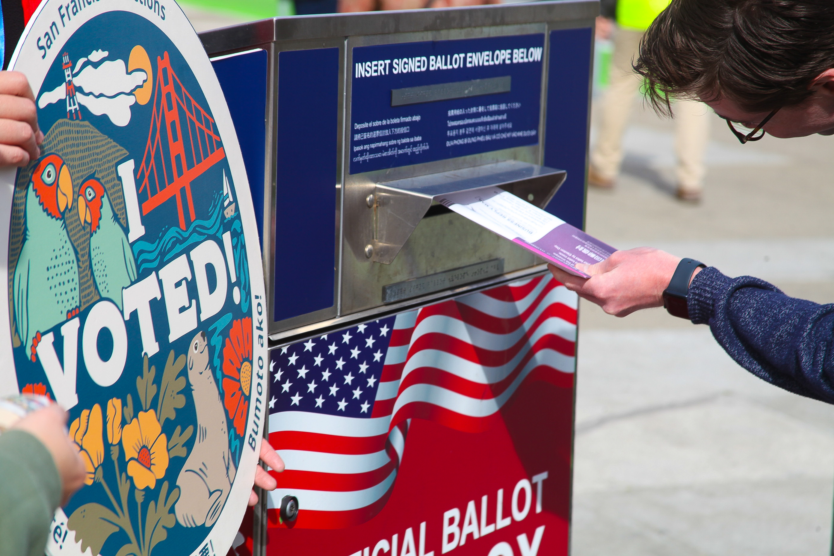 Voters cast their ballots outside San Francisco’s City Hall on November 5