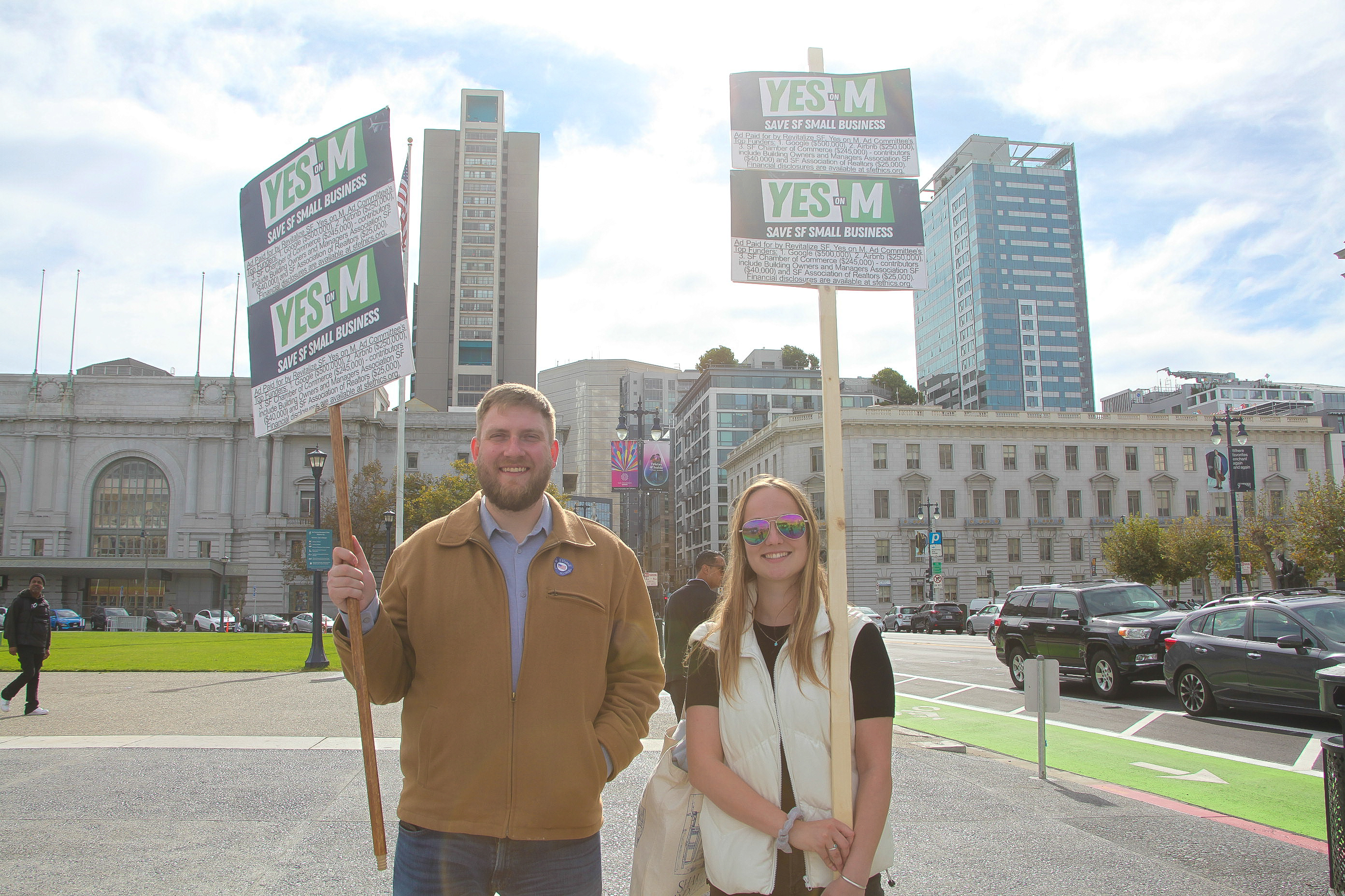 Matt Fitzgerald and Maddie Dunn advocated for small businesses on Election Day