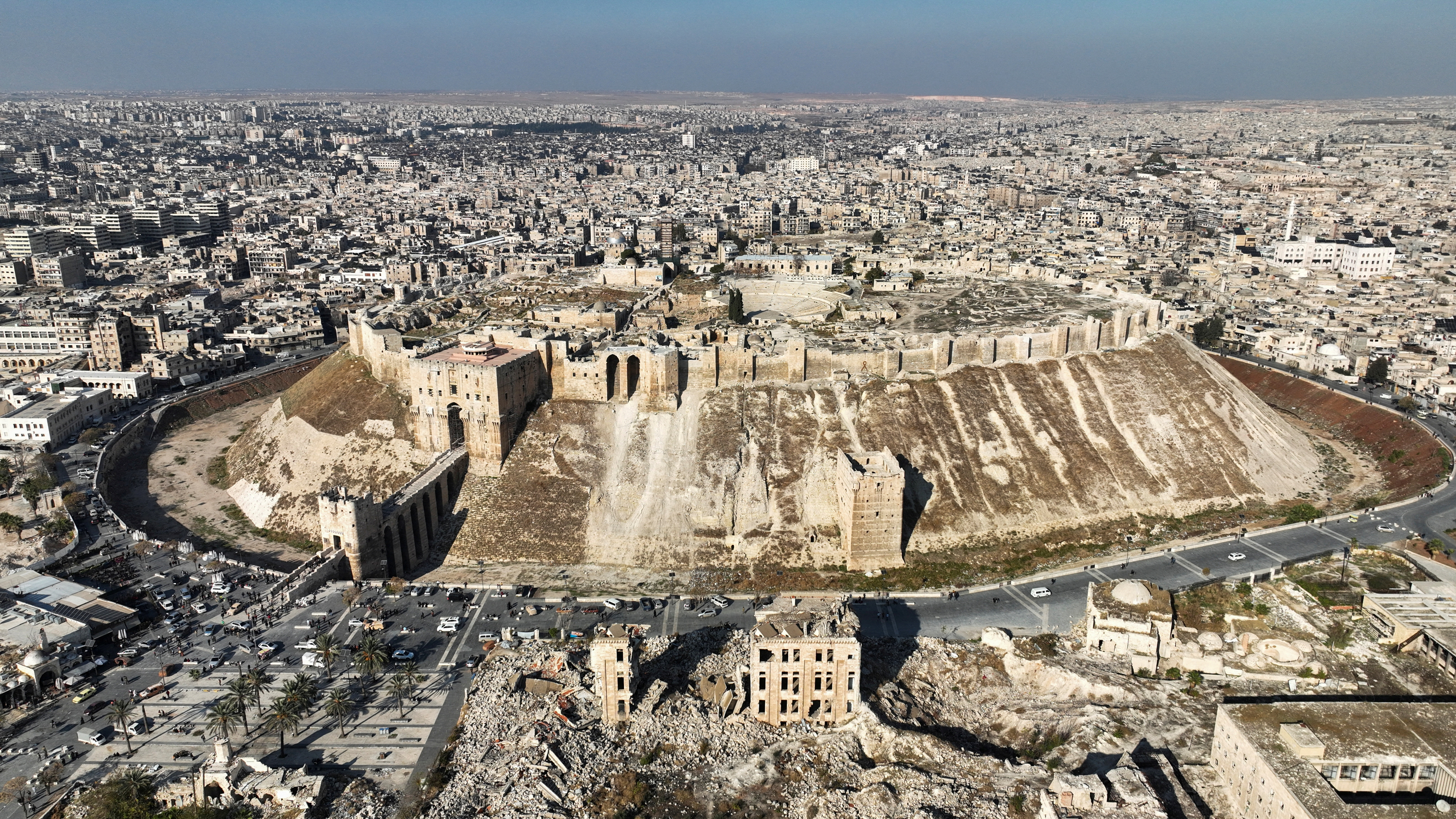 A drone view shows Aleppo's ancient citadel, Syria December 3, 2024. REUTERS/Mahmoud Hasano TPX IMAGES OF THE DAY