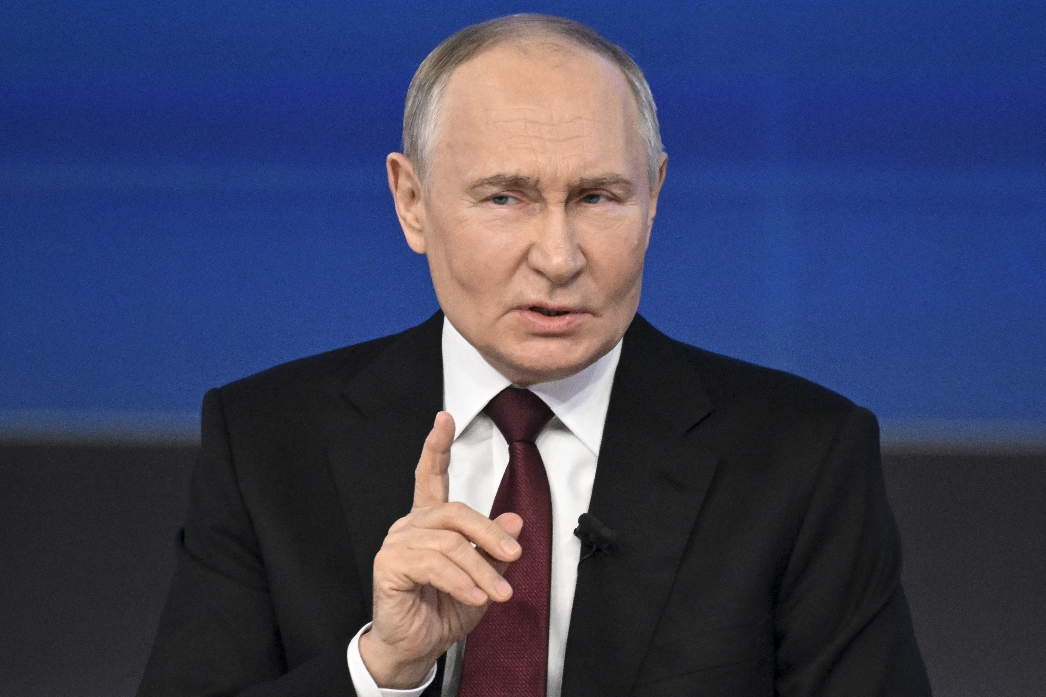 Russian President Vladimir Putin holds his annual end-of-year press conference in Moscow on December 19