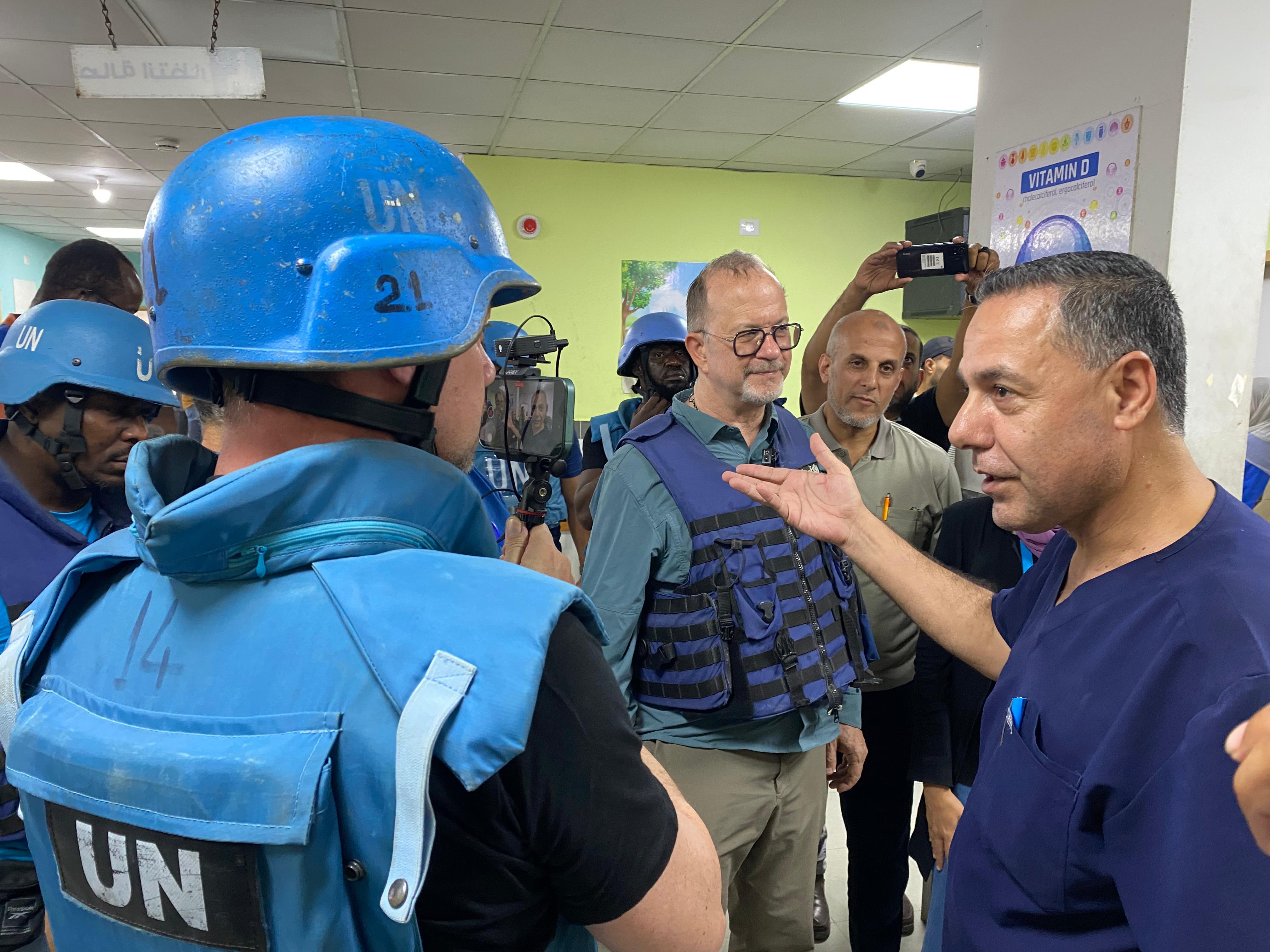 A UN delegation visits Kamal Adwan Hospital in Beit Lahiya in September