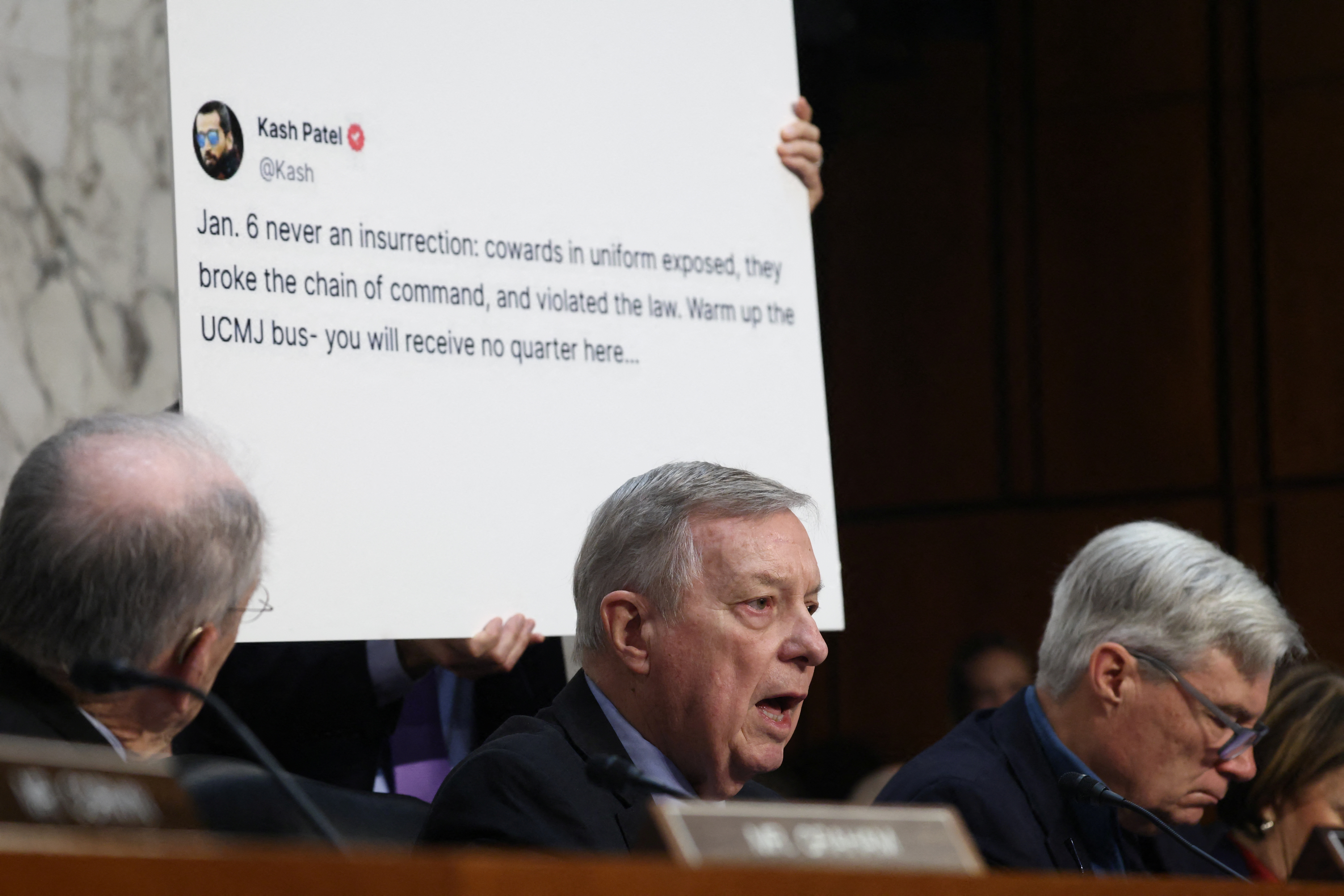 Senator Dick Durbin criticises a tweet from Kash Patel about the January 6 defendants