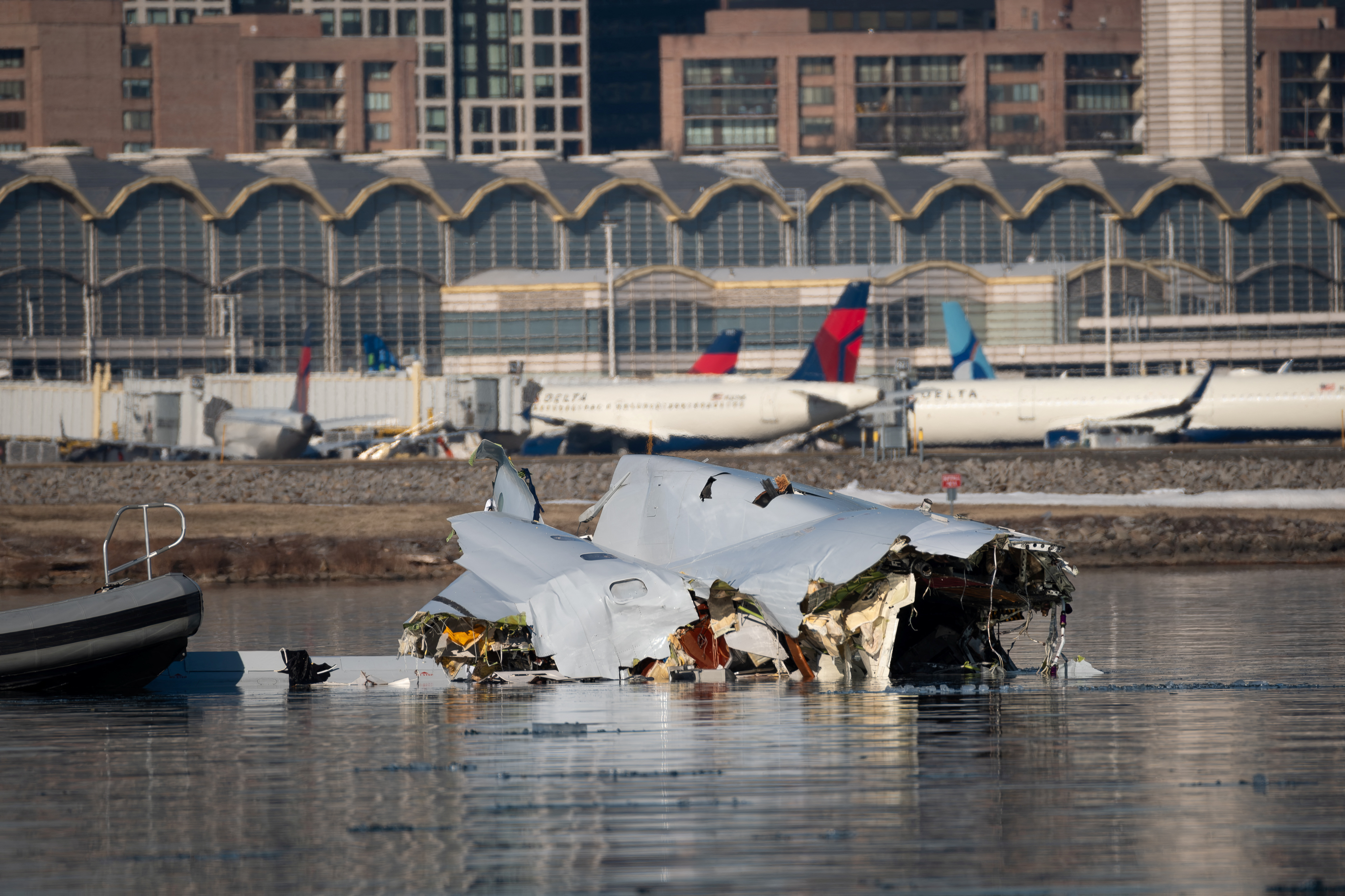 View of debris after the plane crash near Washington, DC