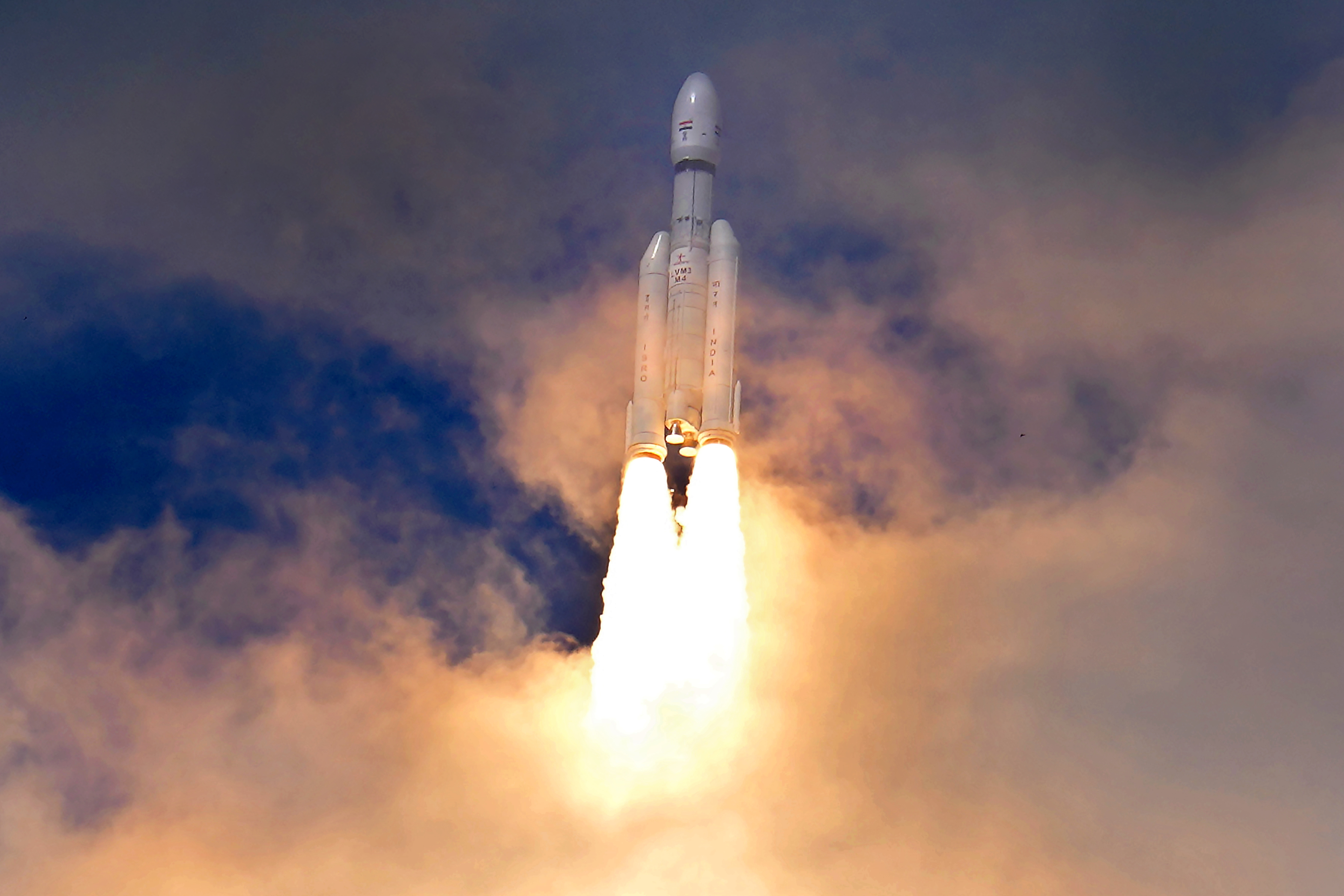 Indian spacecraft Chandrayaan-3 travels after it was launched.
