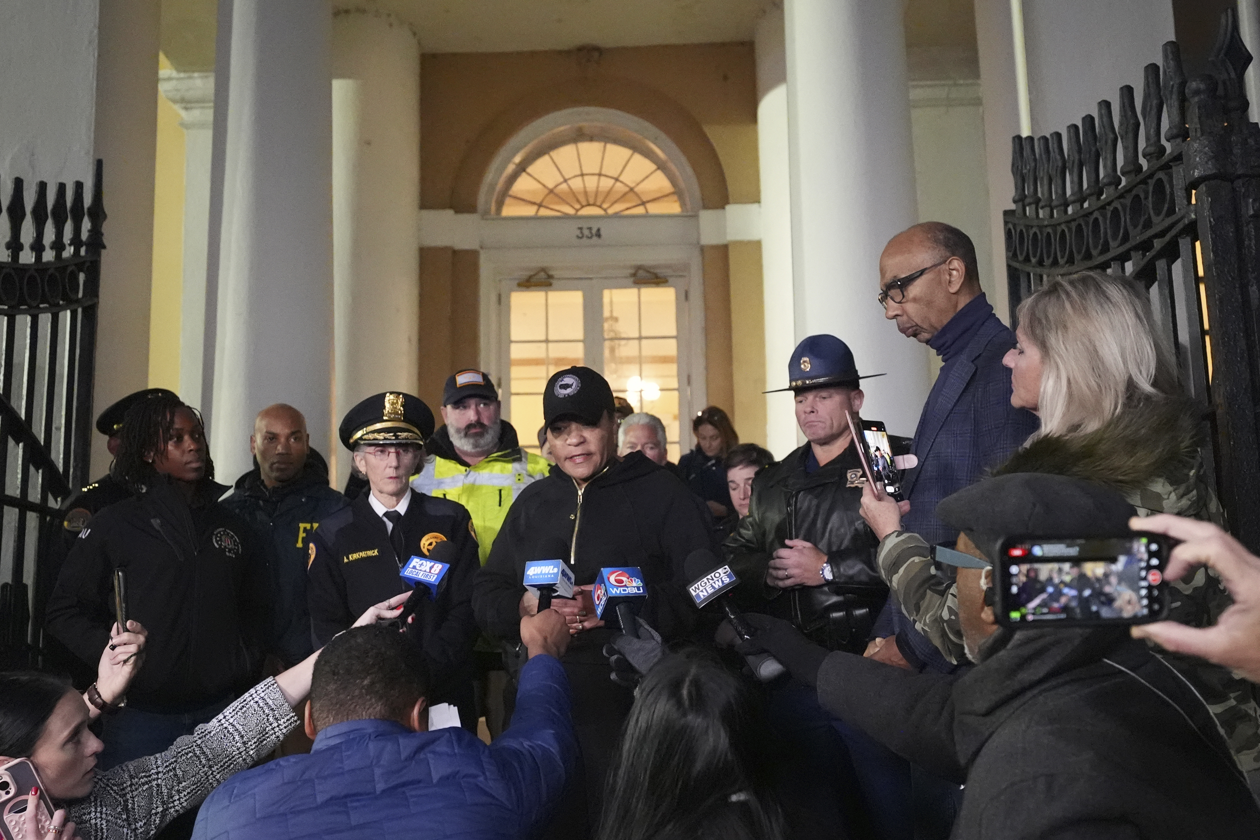 New Orleans Mayor LaToya Cantrell makes a statement after the attack