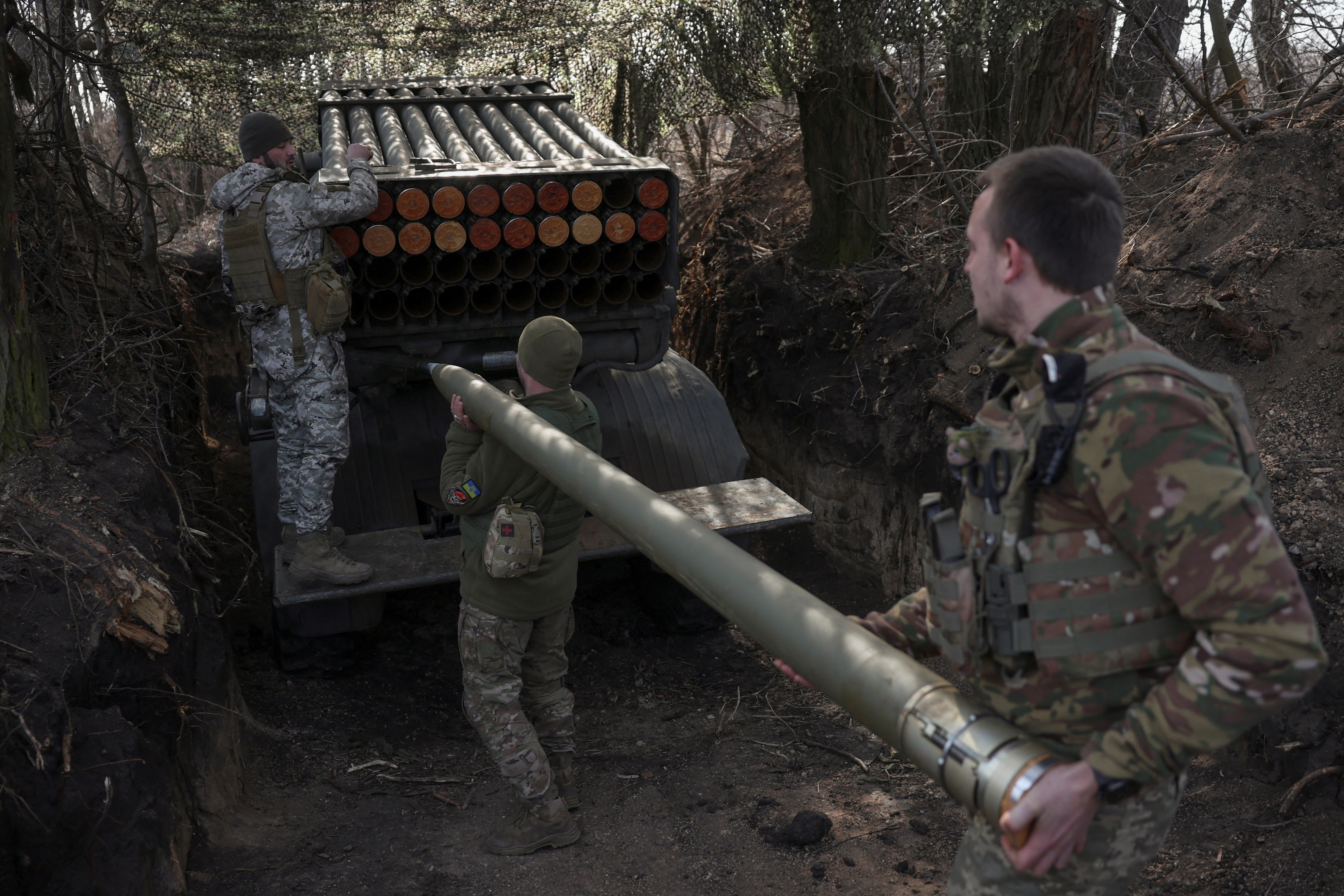 Ukrainian service members of the 68th Jaeger Brigade