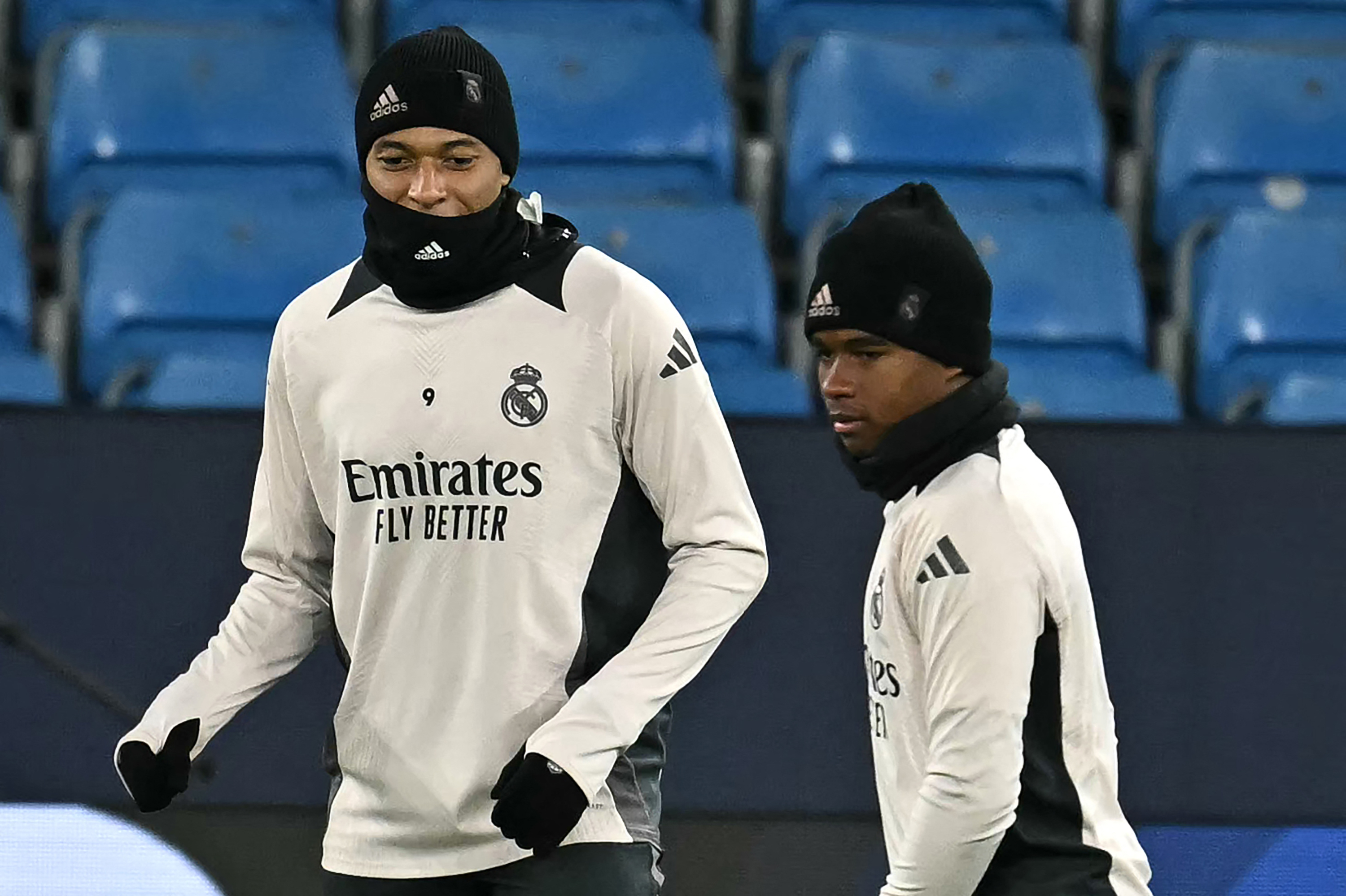 Kylian Mbappe reacts.