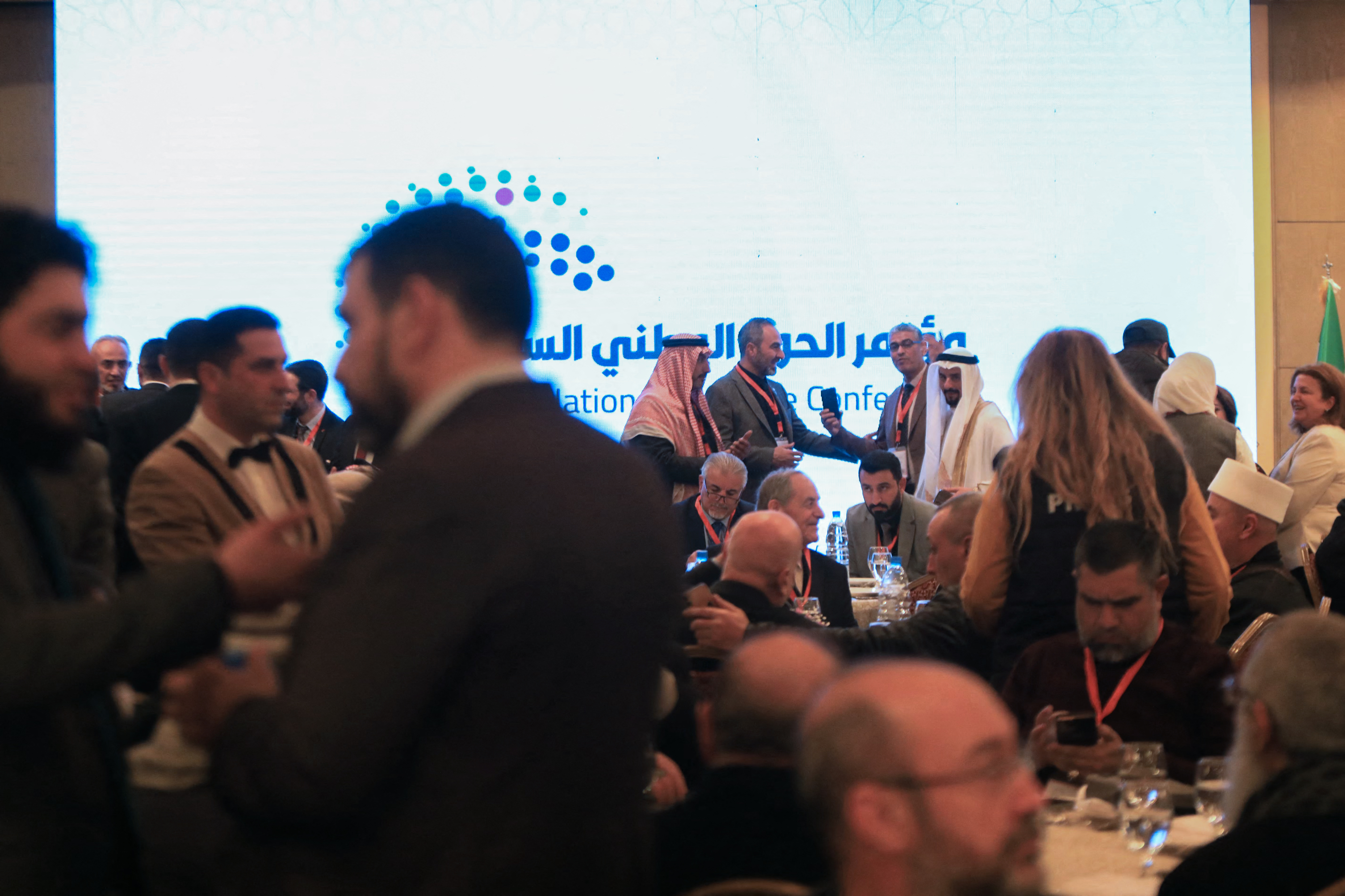 Representatives and dignitaries of Syrian communities attend a two-day national dialogue conference called for by the country’s new authorities in Damascus on February 24, 2025.[AFP]