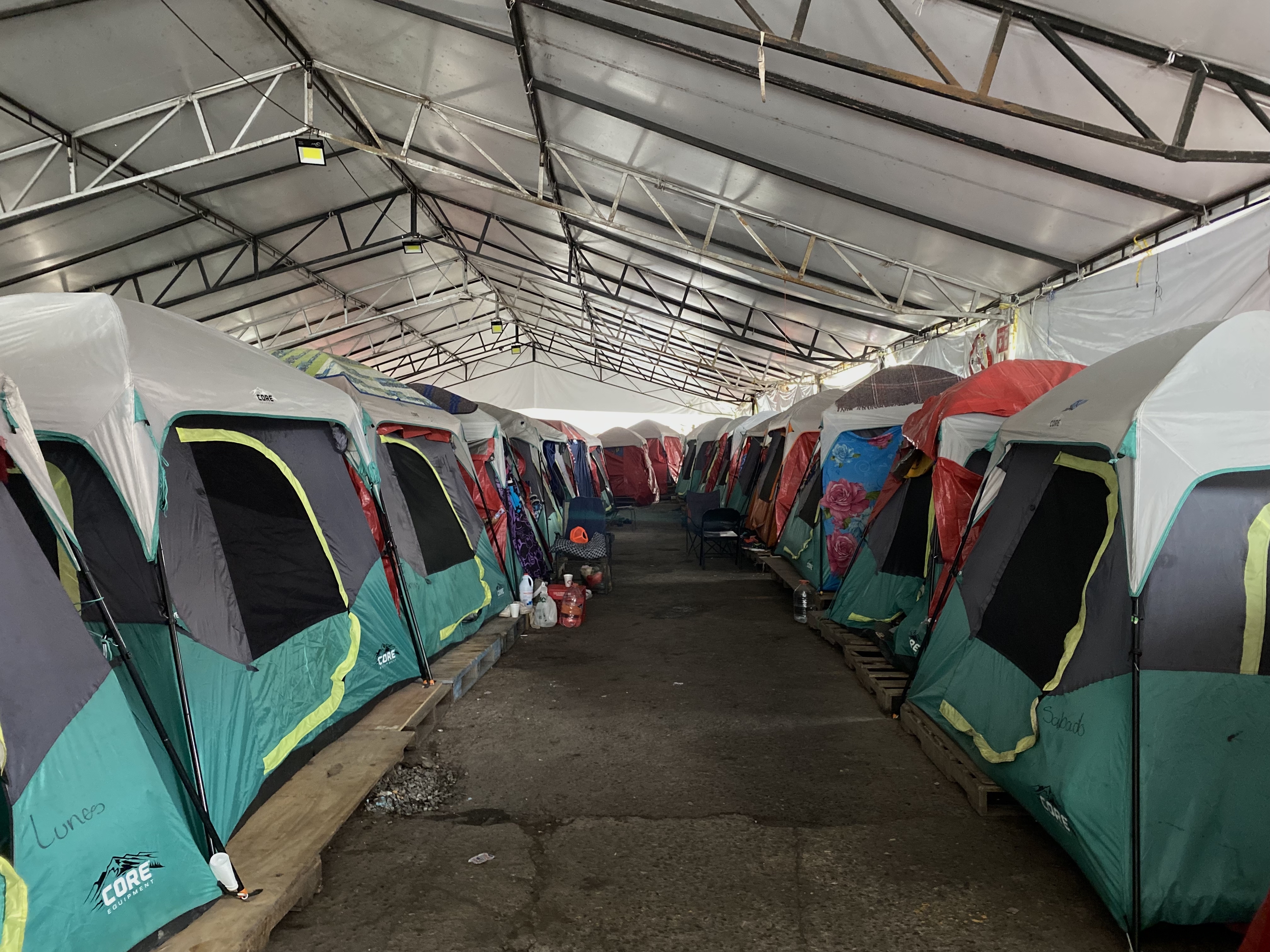 Rows of tents house migrants and asylum seekers in Matamoros, Mexico
