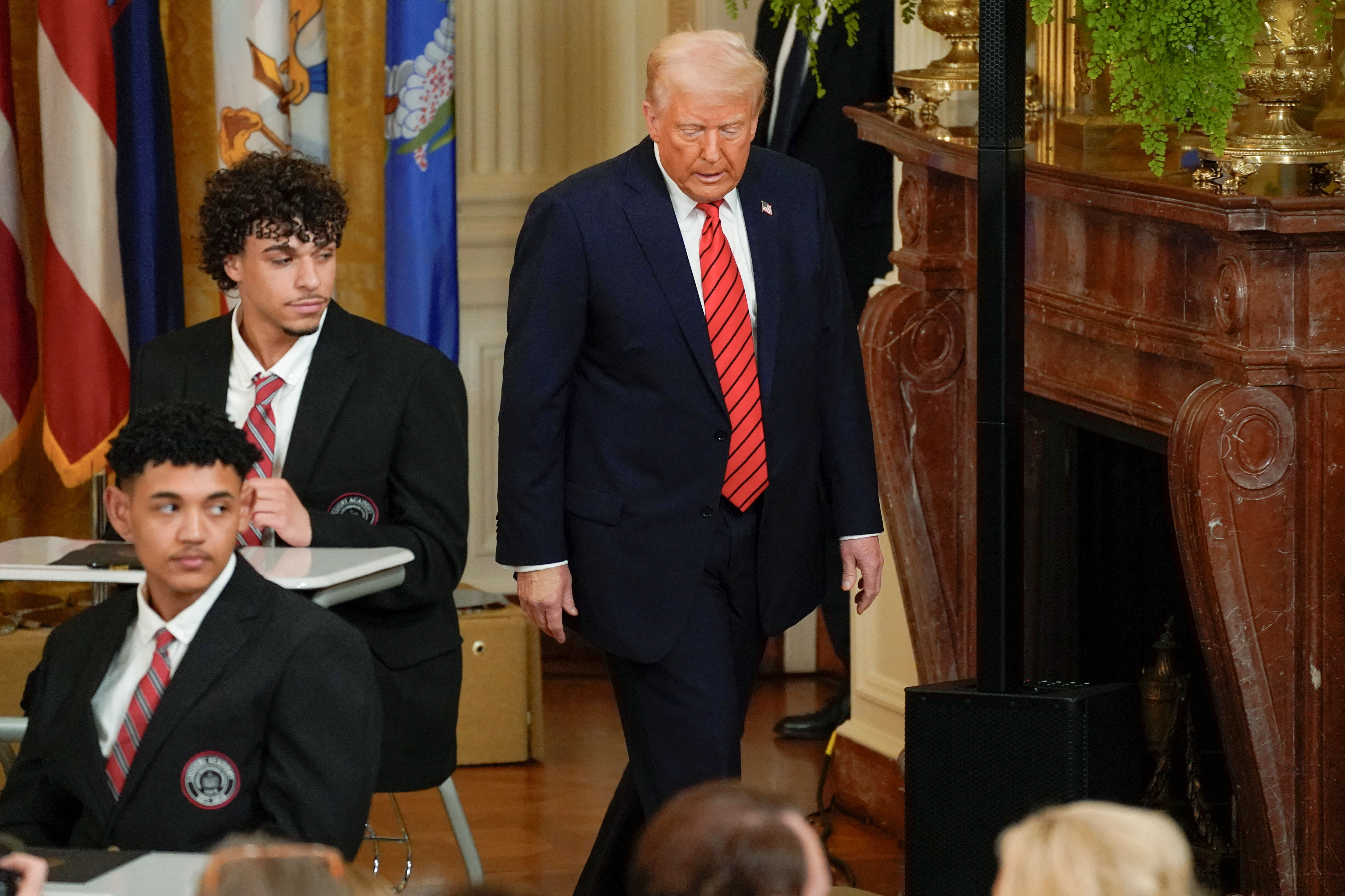 U.S. President Donald Trump attends an event to sign an executive order to shut down the Department of Education, in the East Room at the White House in Washington, D.C., U.S., March 20, 2025.