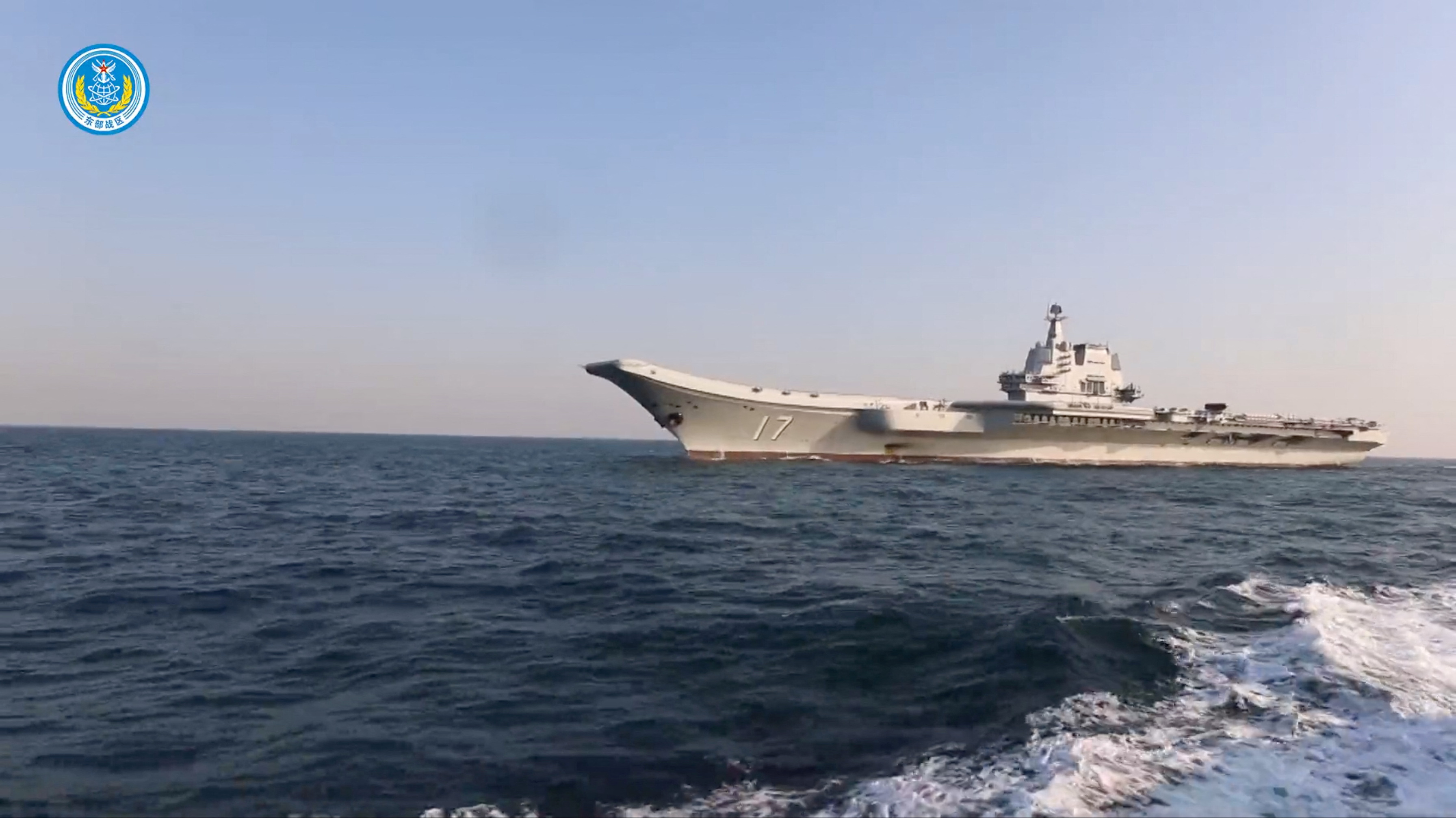 Chinese aircraft carrier Shandong is seen in this screenshot taken from a video titled "Subdue Demons and Vanquish Evils", released by the Eastern Theatre Command of China's People's Liberation Army (PLA) on April 1, 2025. Eastern Theatre Command/Handout via REUTERS ATTENTION EDITORS - THIS IMAGE WAS PROVIDED BY A THIRD PARTY. MANDATORY CREDIT. NO RESALES. NO ARCHIVES. TPX IMAGES OF THE DAY