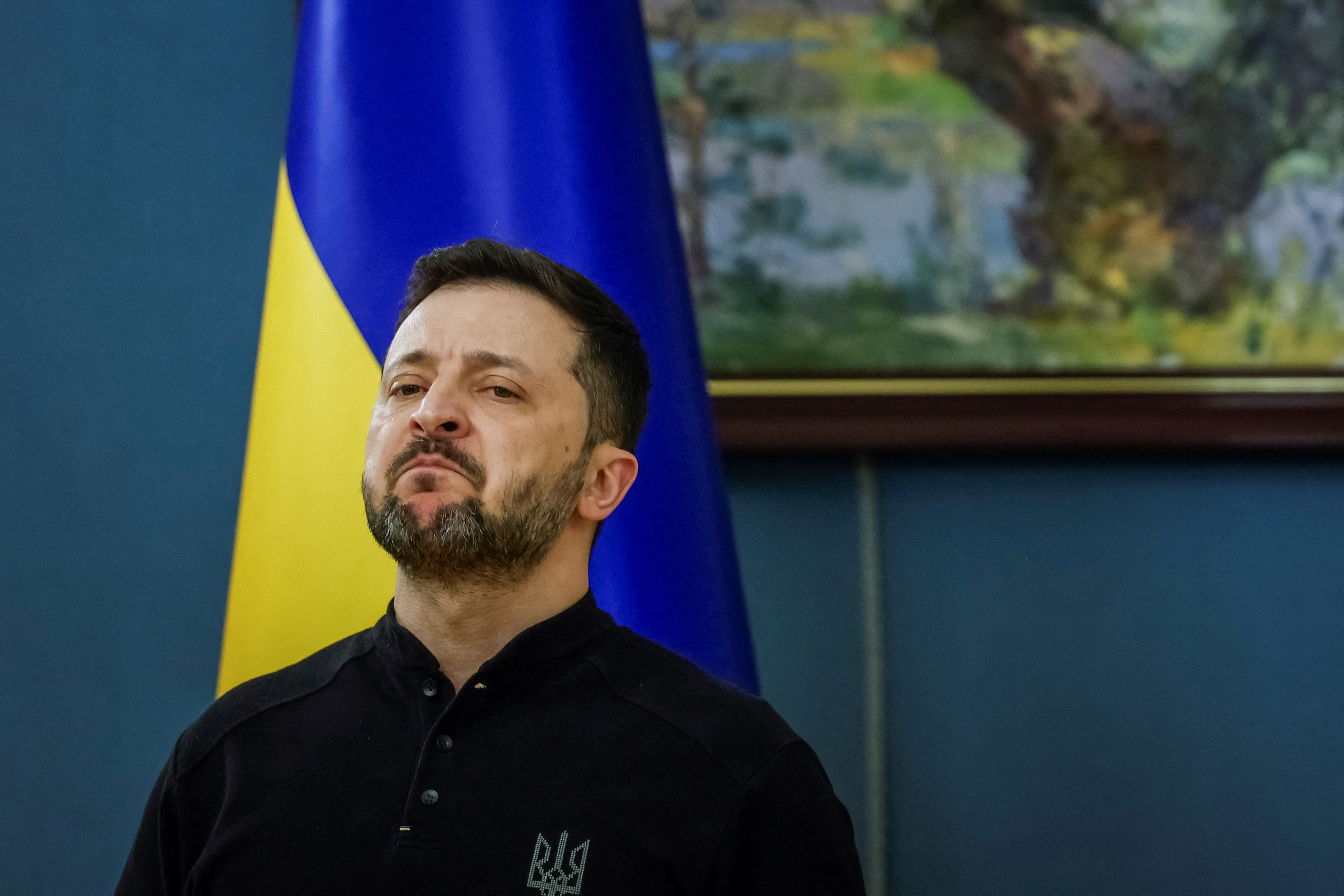 Ukraine's President Volodymyr Zelenskiy attends a press conference, amid Russia's attack on Ukraine, in Kyiv, Ukraine, April 4, 2025.