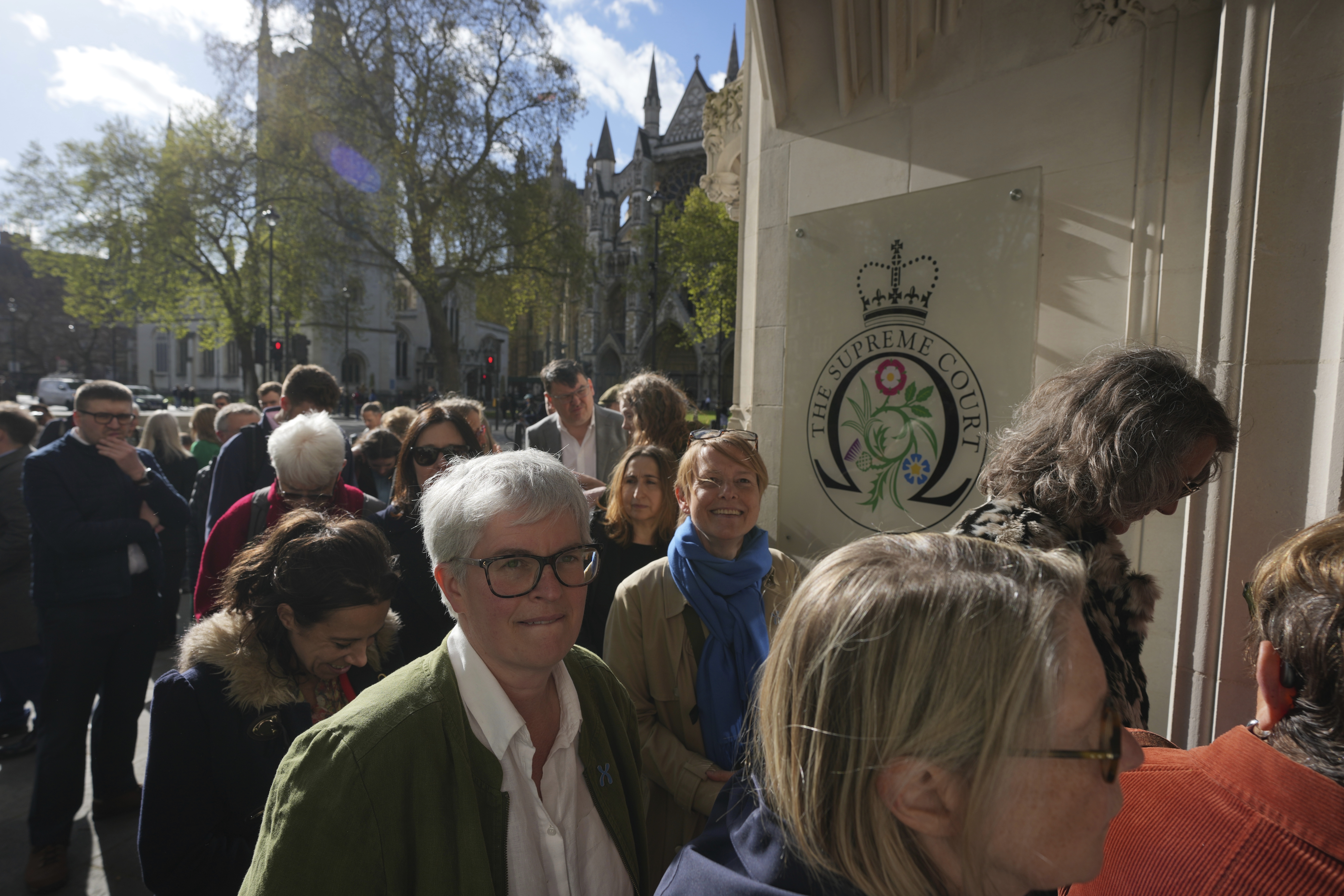 Activists queue to enter the Supreme Court.