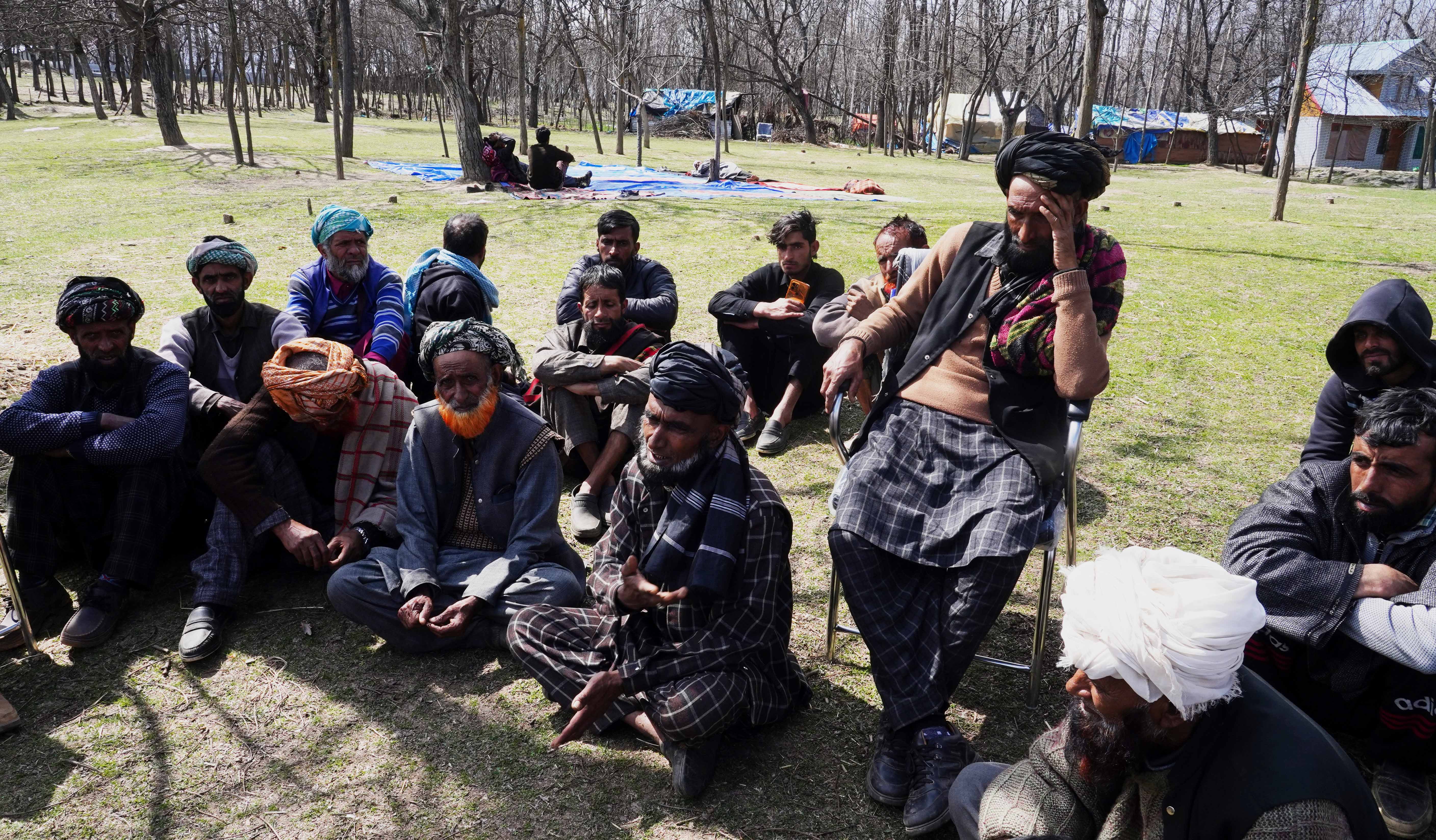 A group of Gujjar men gather for a discussion in Chandian Paha village of Kulgam, Kashmir. Photo Sajad Hameed