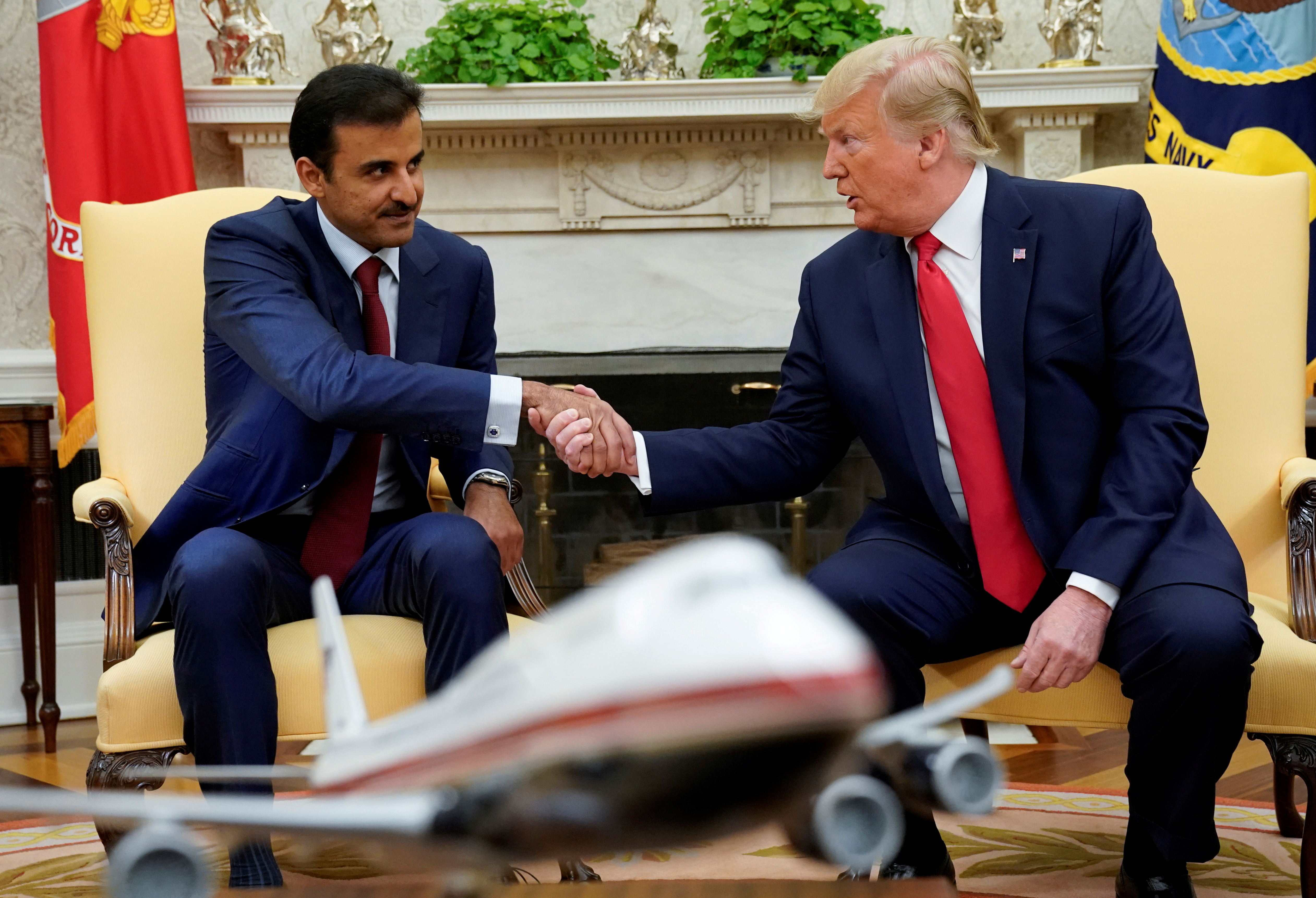 Trump meets Qatar’s Emir at the White House in 2019