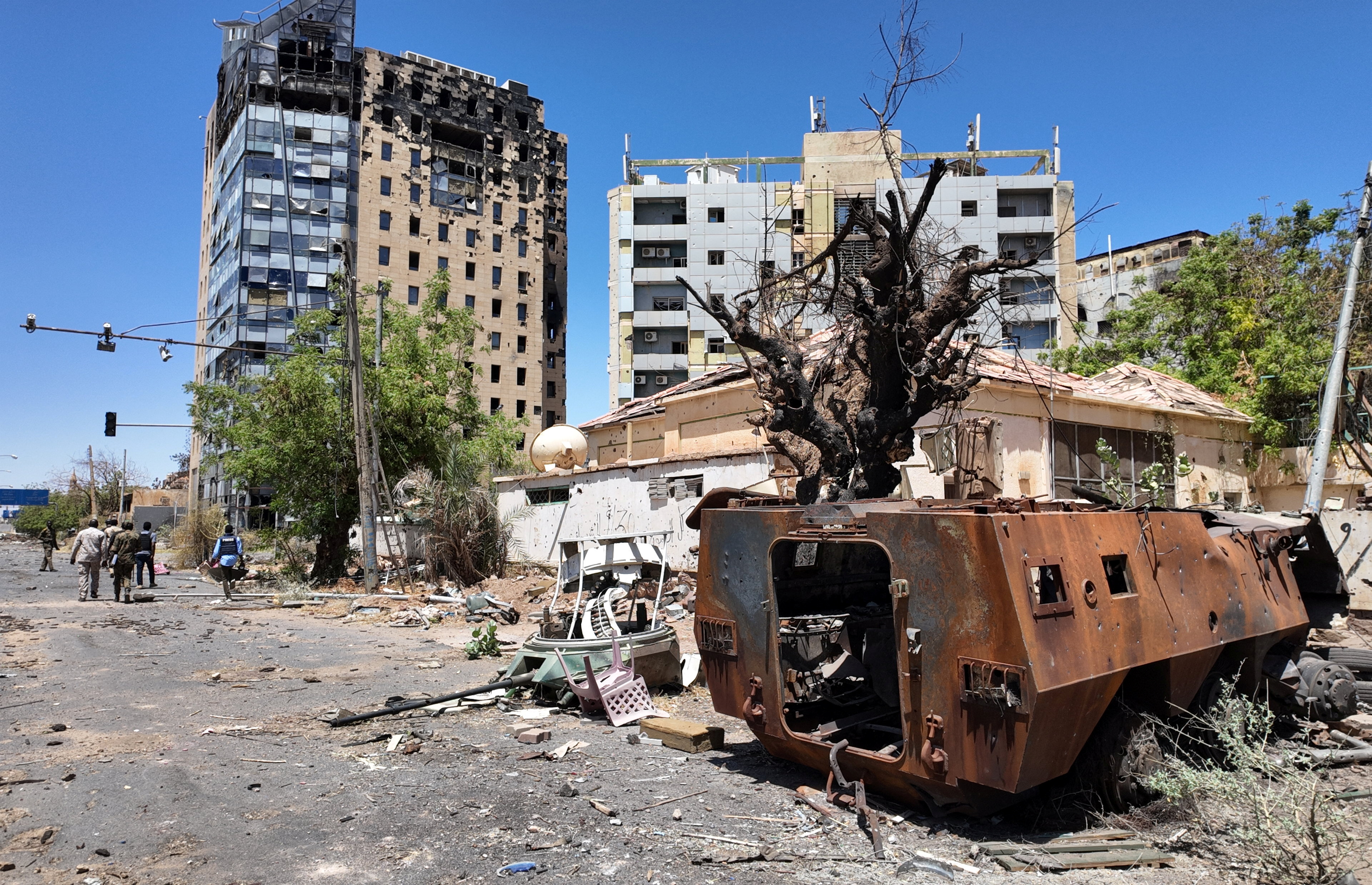 Soldiers in the capital after the Sudanese army retook ground as some displaced residents returned to the ravaged state of Khartoum, March 26, 2025