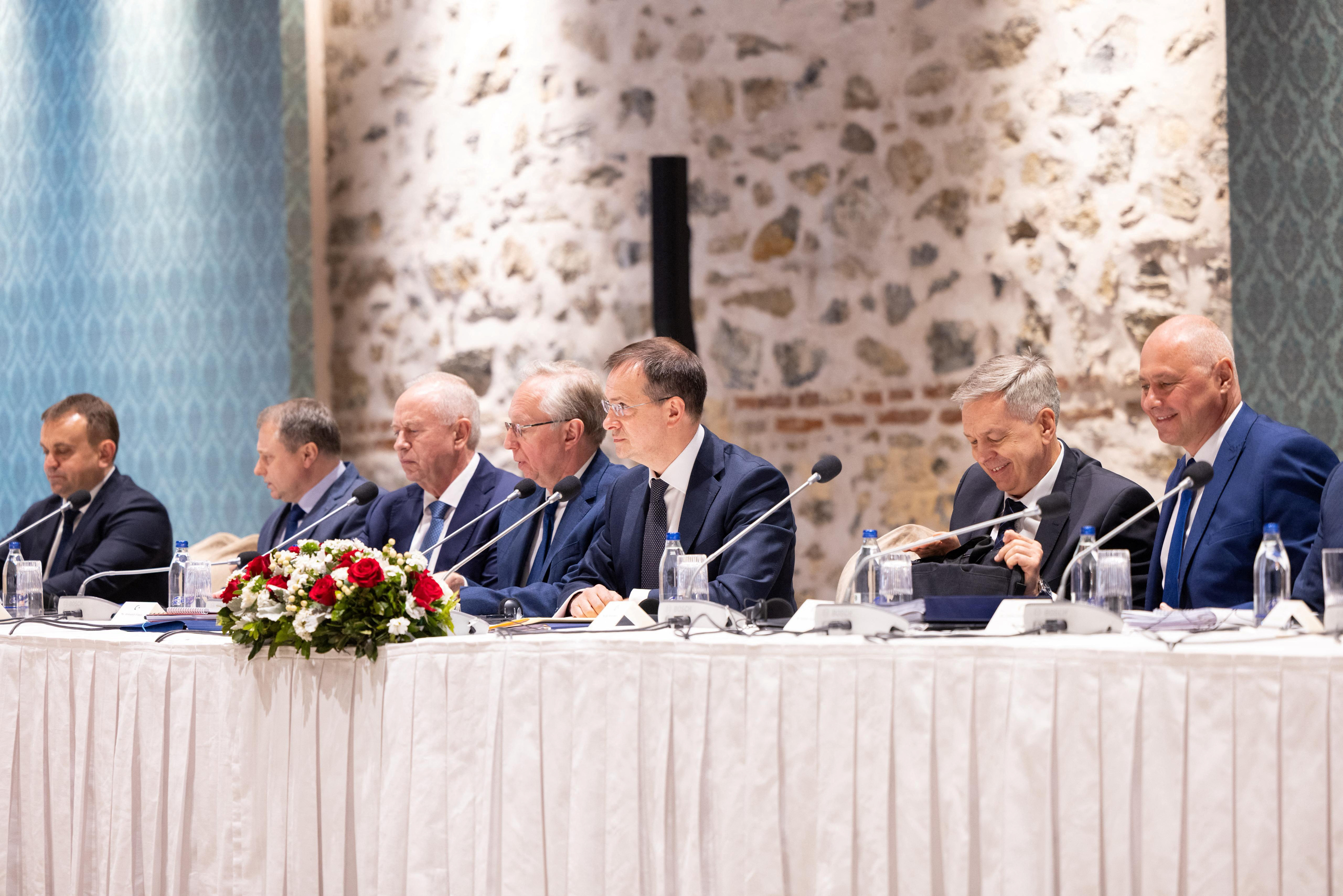 Russian delegation, led by presidential adviser Vladimir Medinsky, attend a meeting with Ukrainian delegation