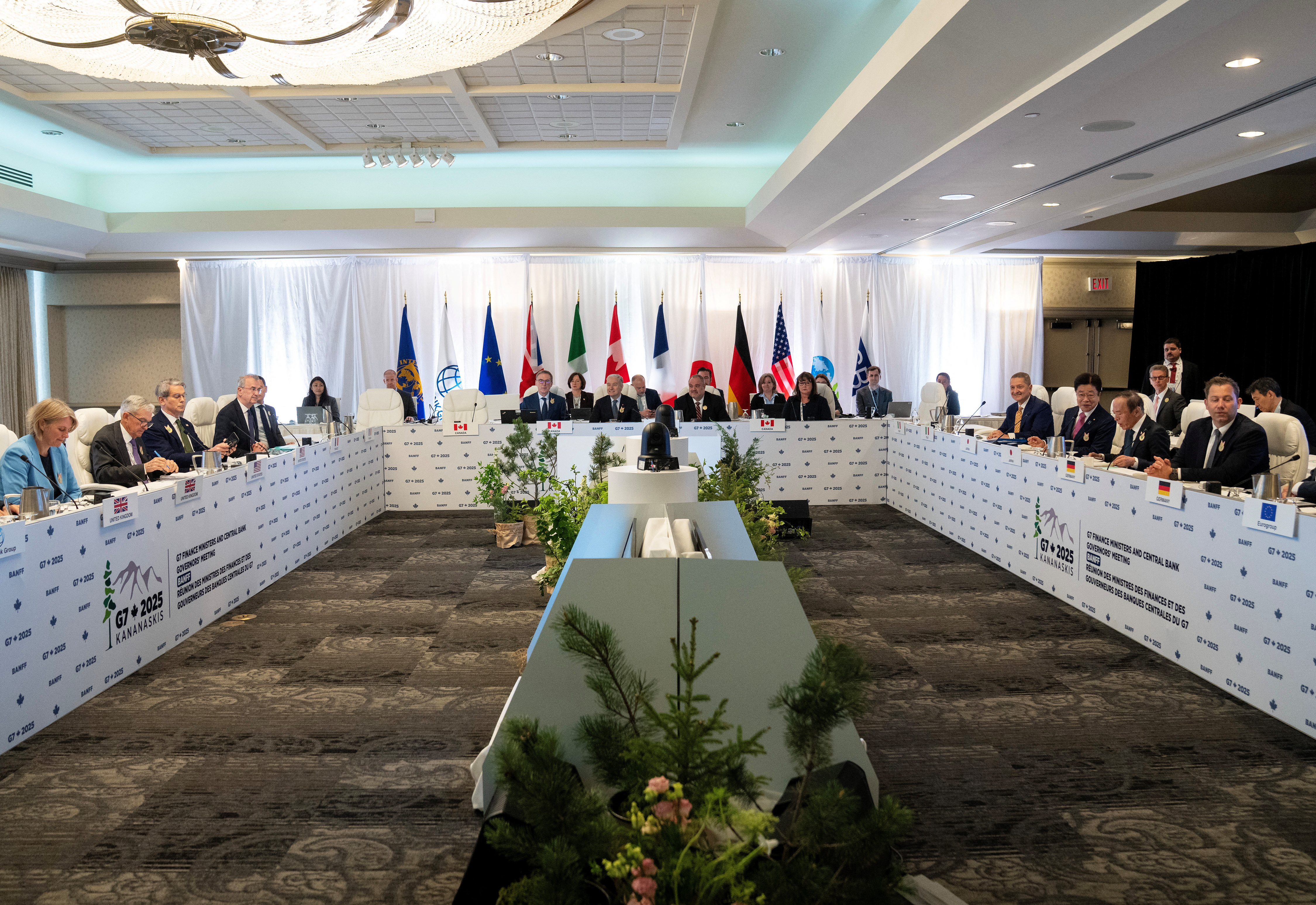 G7 finance ministers and central bank governors sit down for their first meeting at the G7 Finance Ministers and Central Bank Governors’ Meeting in Banff, Alberta