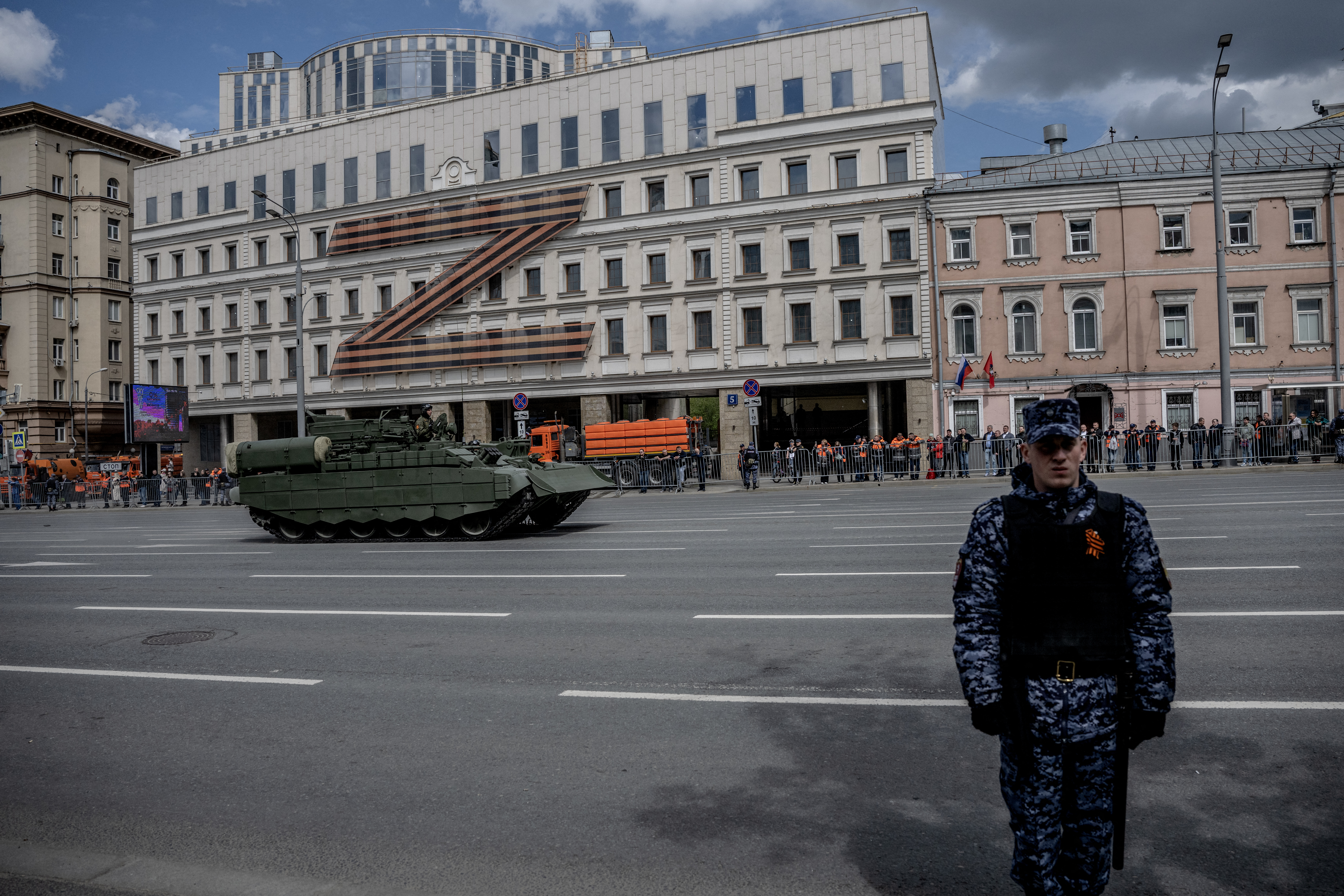 Awaiting rehearsal of Russia's Victory Day military parade in Moscow