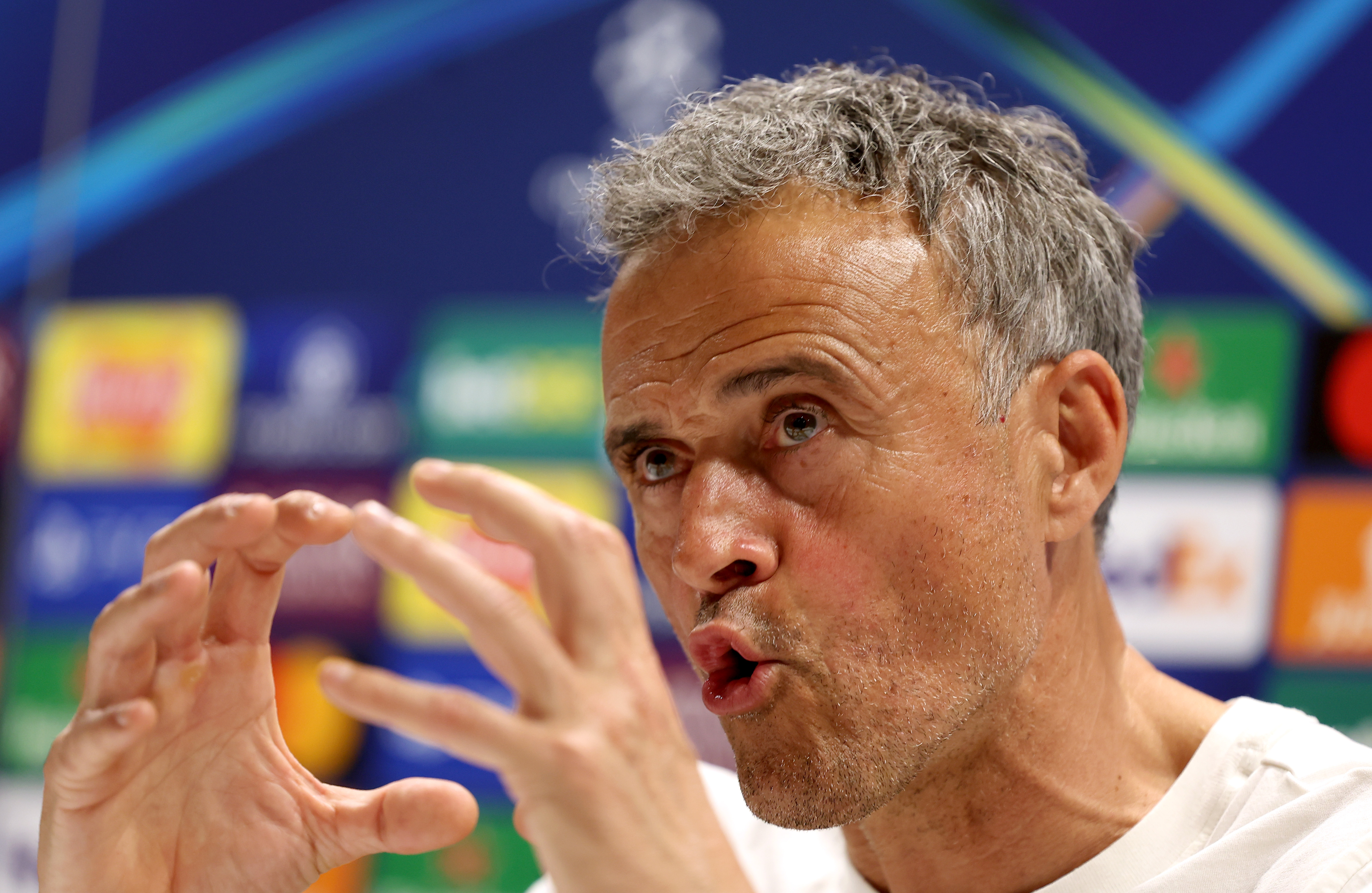 Luis Enrique reacts.