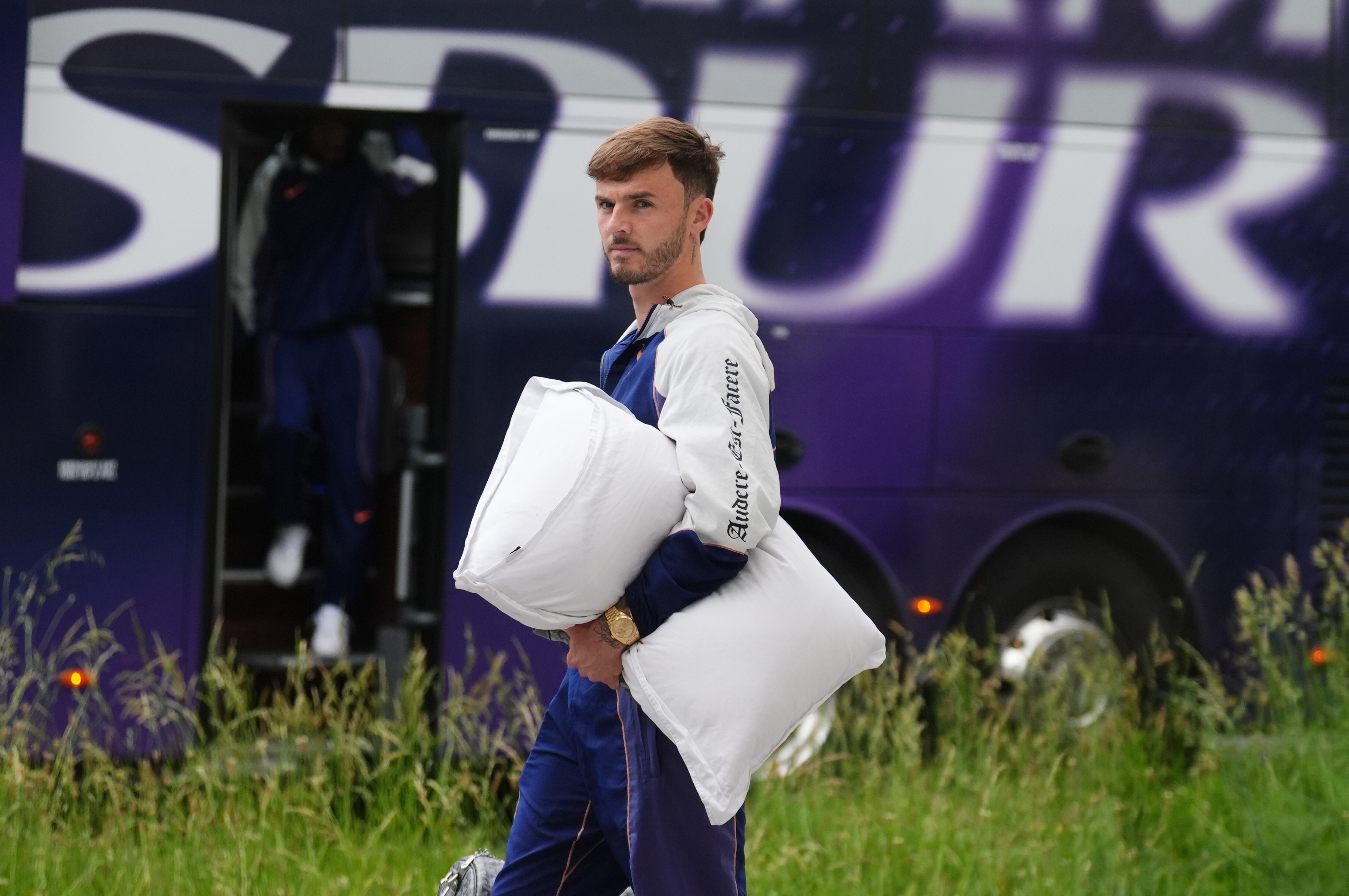 Cheerleader or midfielder? Tottenham Hotspur fans are hoping injured star James Maddison is in Bilbao to play against Manchester United in the Europa League final