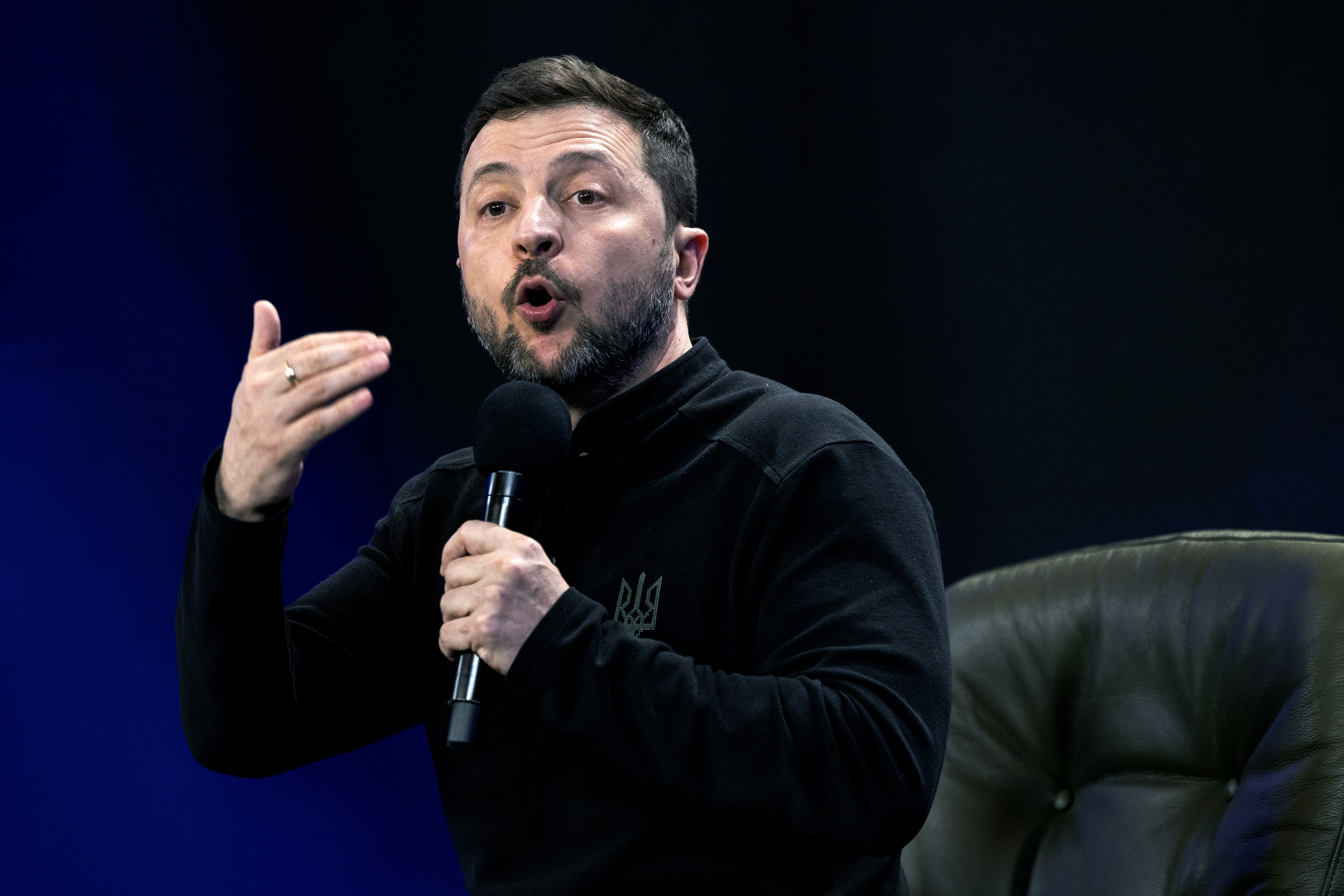 KYIV, UKRAINE - FEBRUARY 23: Ukraine President Volodymyr Zelensky speaks during a press conference on February 23, 2025 in Kyiv, Ukraine. The 24th February marks the third anniversary of Russia's invasion of Ukraine. In recent days President Donald Trump has engaged President Putin in negotiations to end the war, however, Ukraine and Europe have been left out of the discussions so far. (Photo by Paula Bronstein/Getty Images)