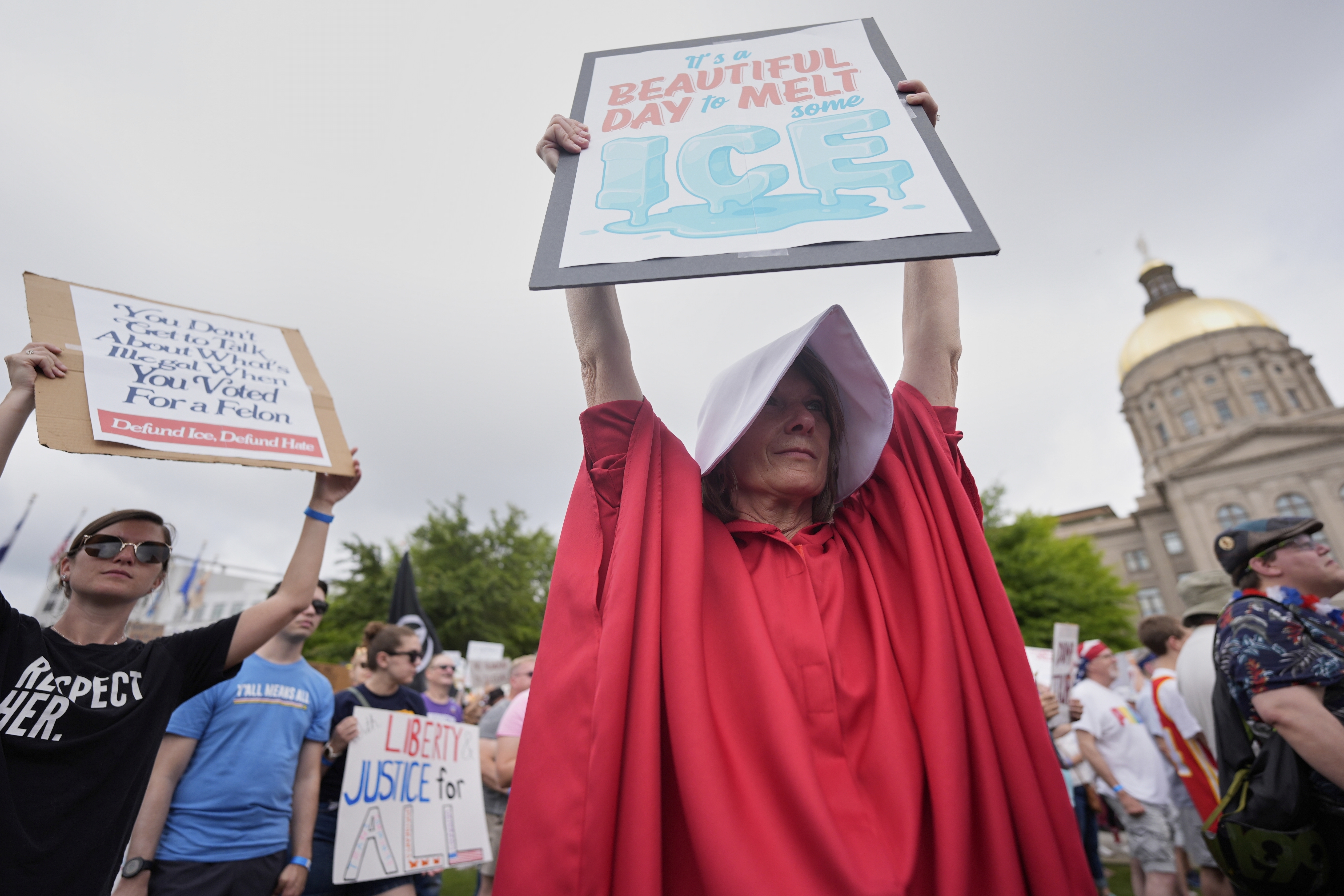 Anti-Trump demonstrators crowd streets across the US