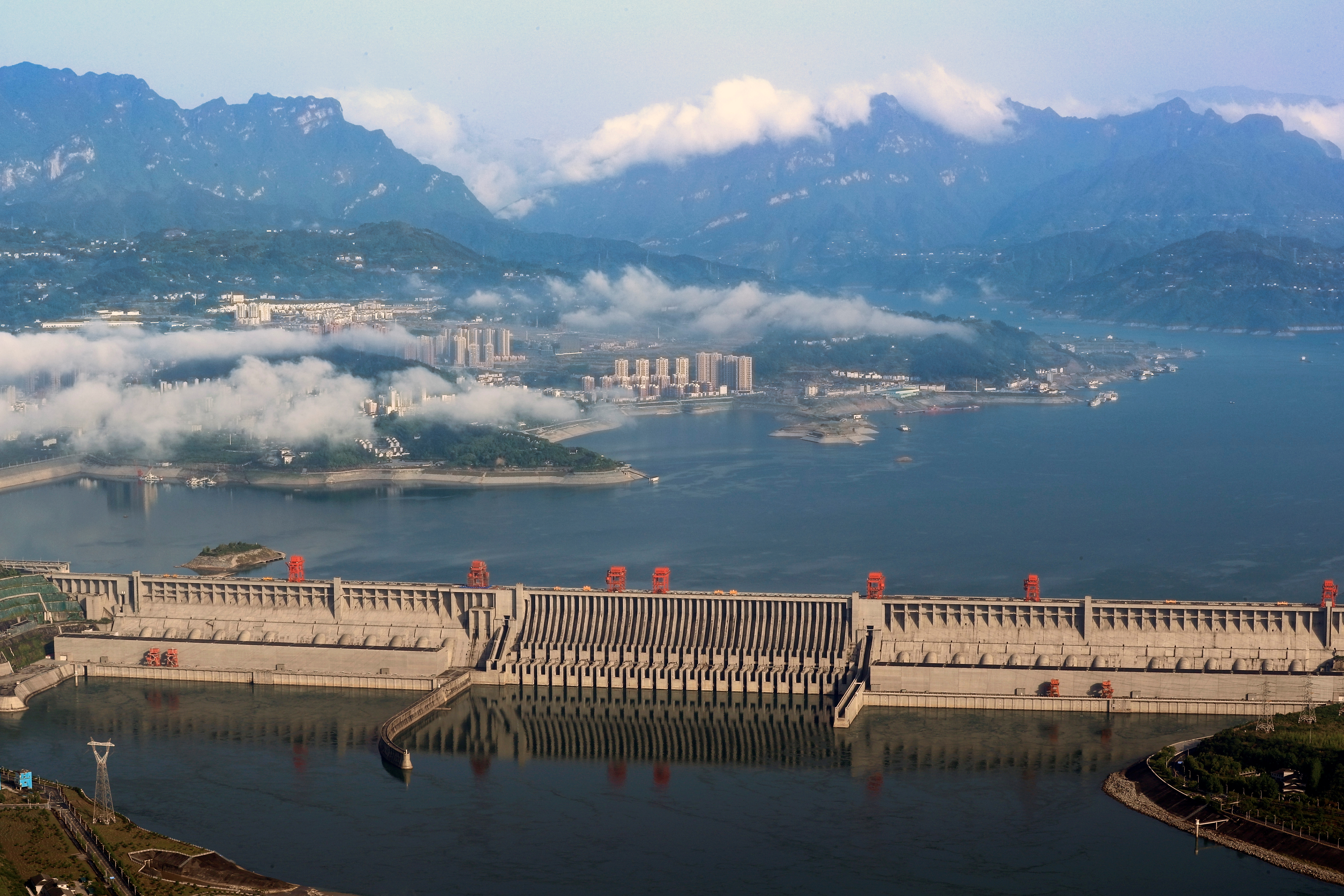 The Three Gorges Dam on the Yangtze River in Yichang, Hubei province, China