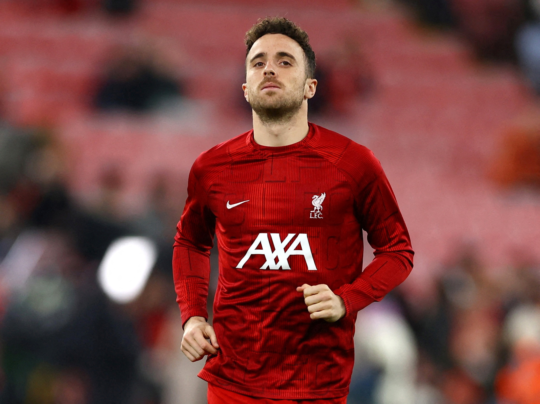 Diogo Jota reacts.