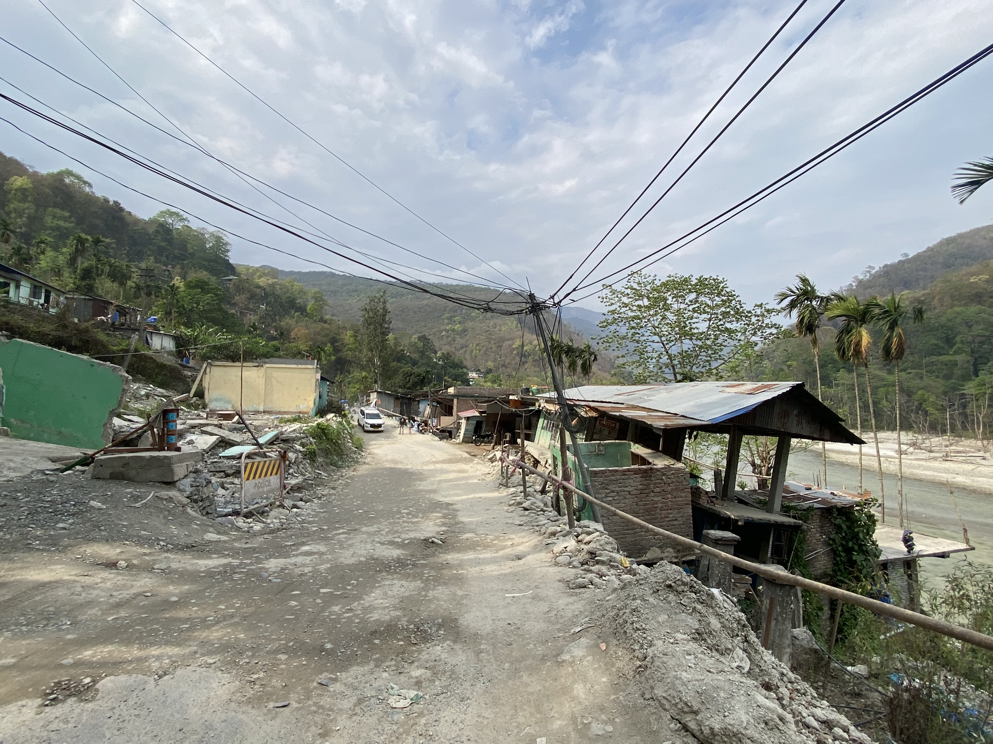 Teesta Bazar in Kalimpong, West Bengal, was one of the worst-hit areas downstream of the Sikkim dam during the October 2023 glacial lake outburst flood. Roads are still unstable and cracked, and many houses are sinking into the Teesta River