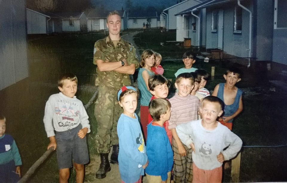 A photo of the Slapovici refugee camp in 1994. Advic lived there with his family, but he is not among the children in this photo [Courtesy of Nedzad Avdic]