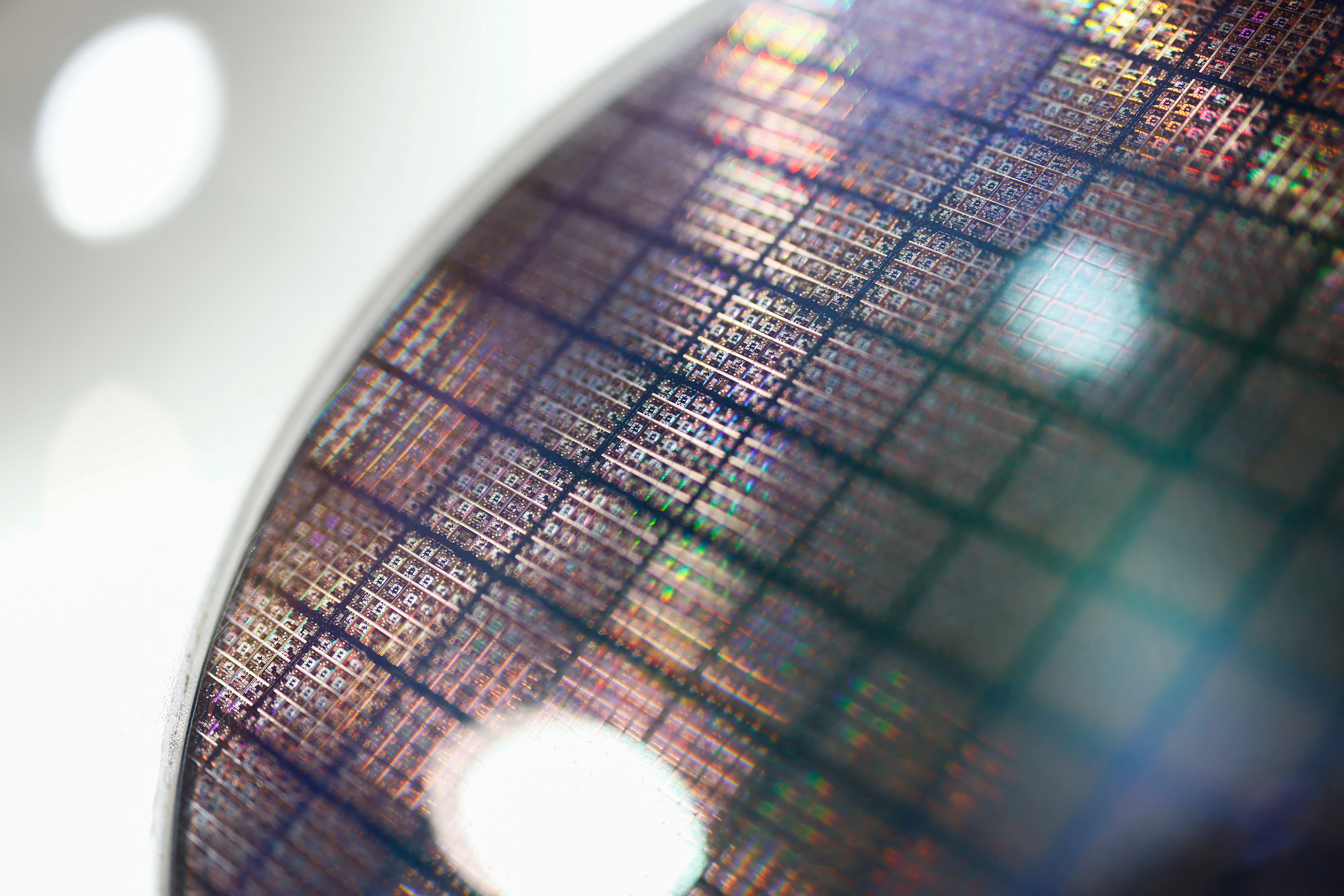 A semiconductor wafer is on display at Touch Taiwan, an annual display exhibition in Taipei, Taiwan April 16, 2025. REUTERS/Ann Wang