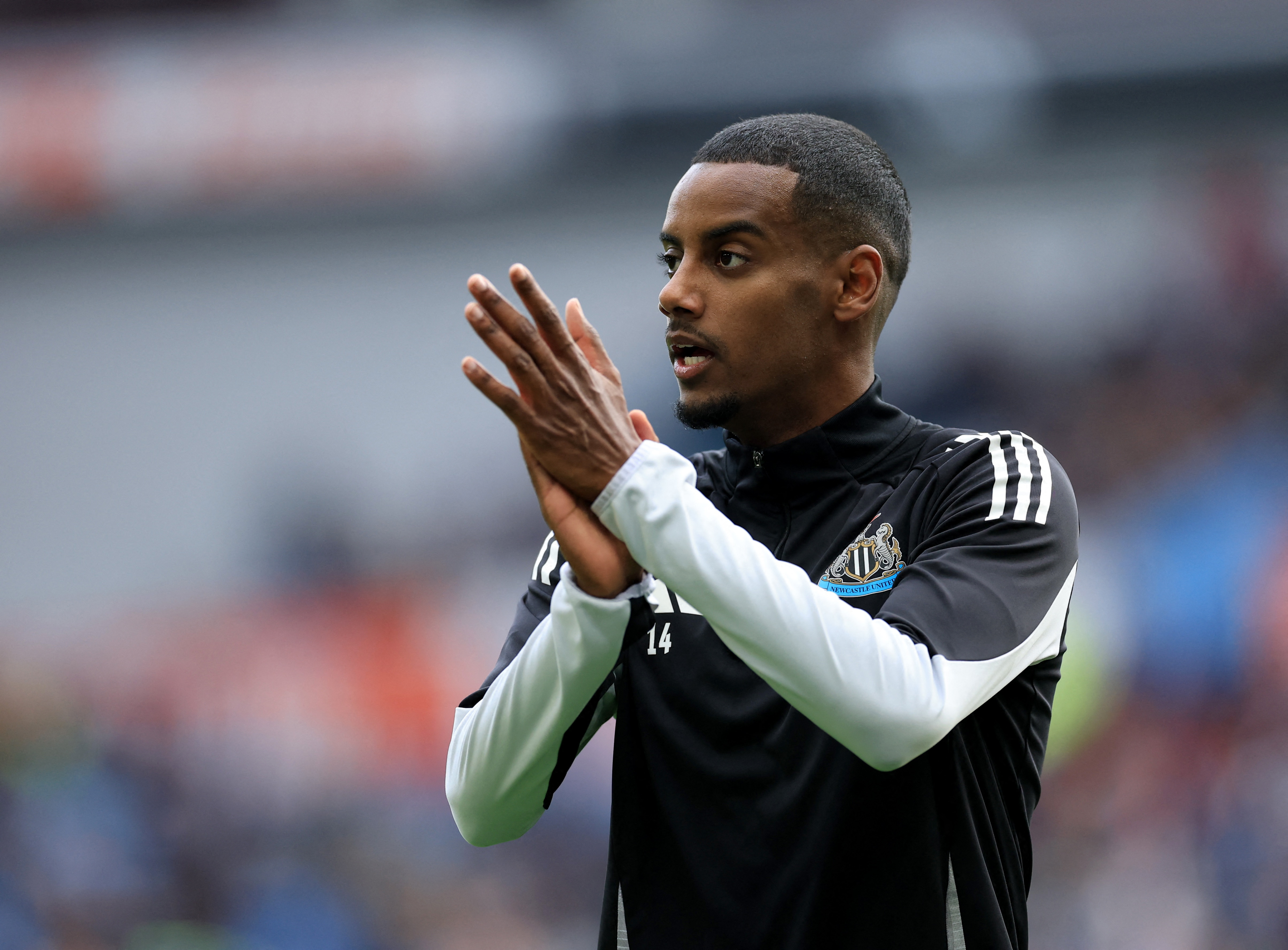 Newcastle United's Alexander Isak during the warm up before a Premier League match last season