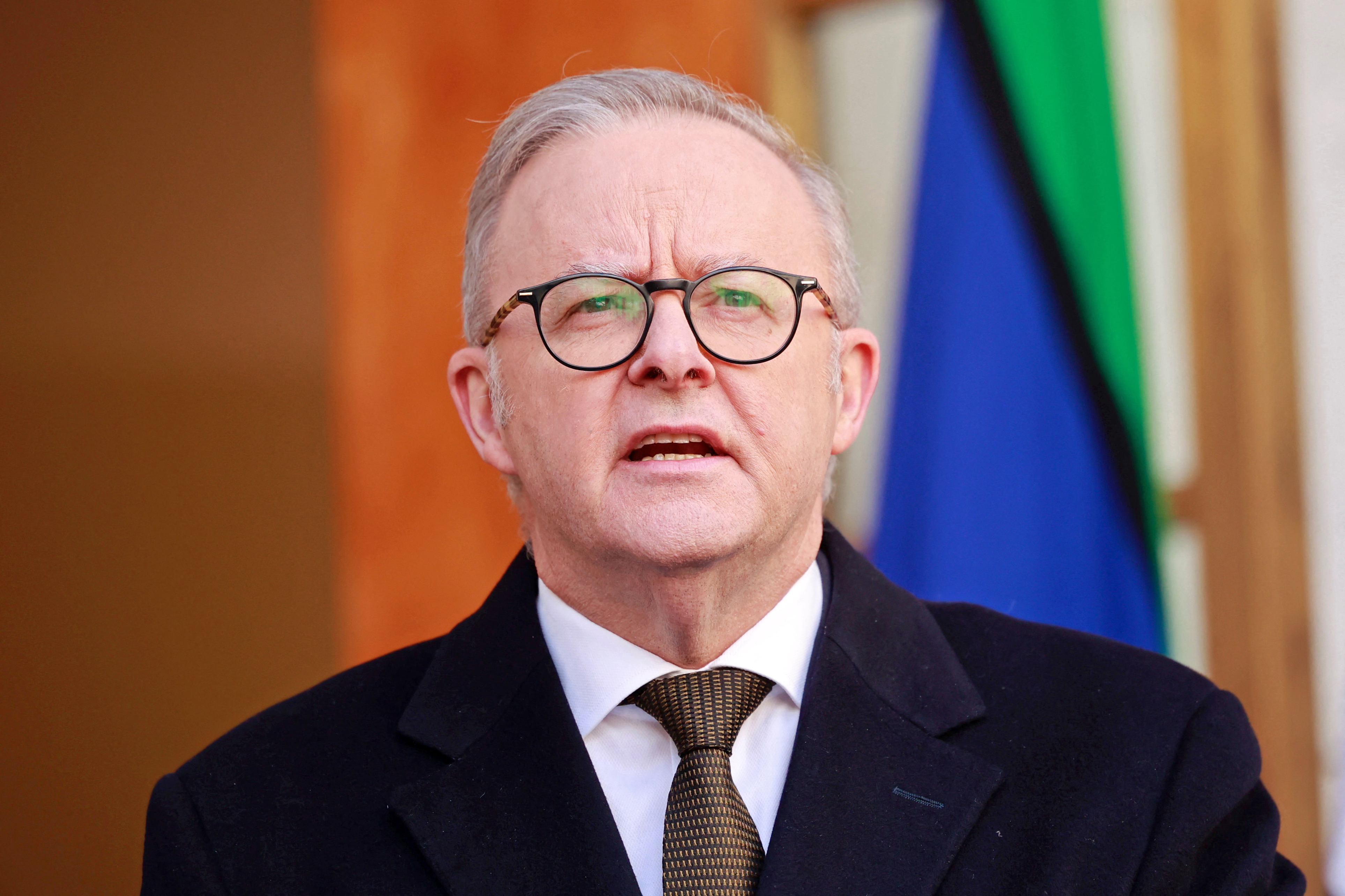 Australia's Prime Minister Anthony Albanese speaks.