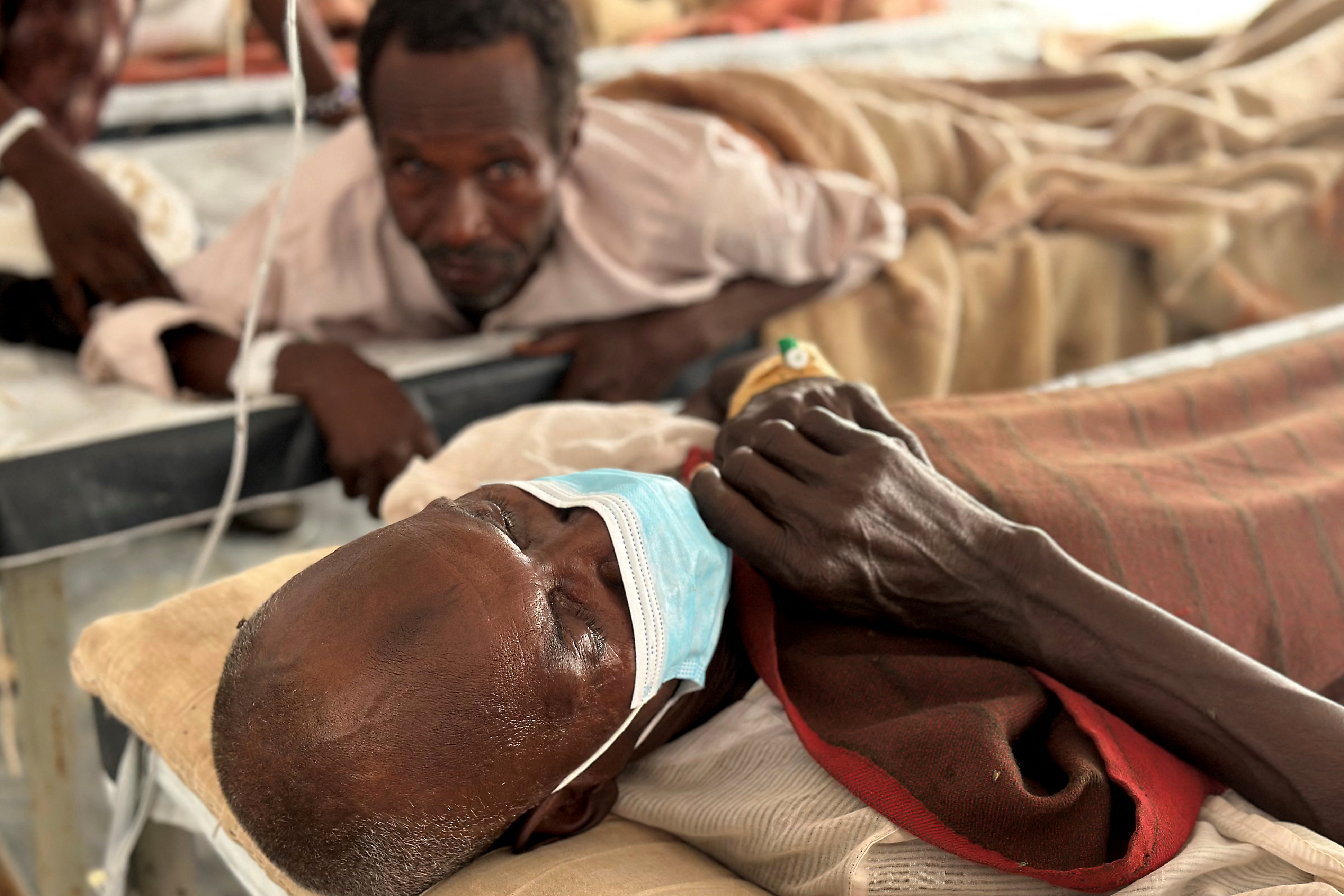 Cholera-infected patients receive treatment.