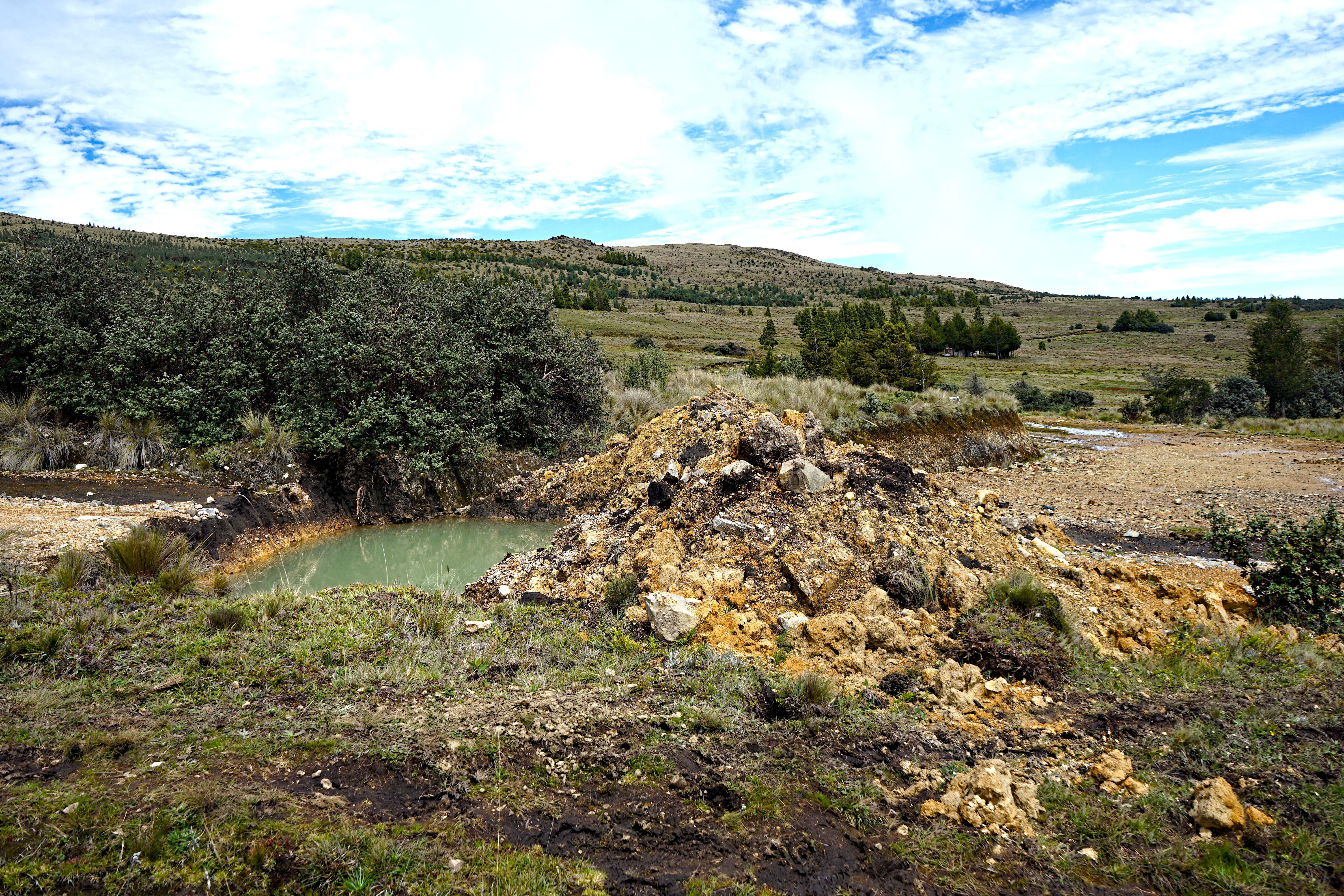 A tailing ponds near a mine in the highlands of Ecuador