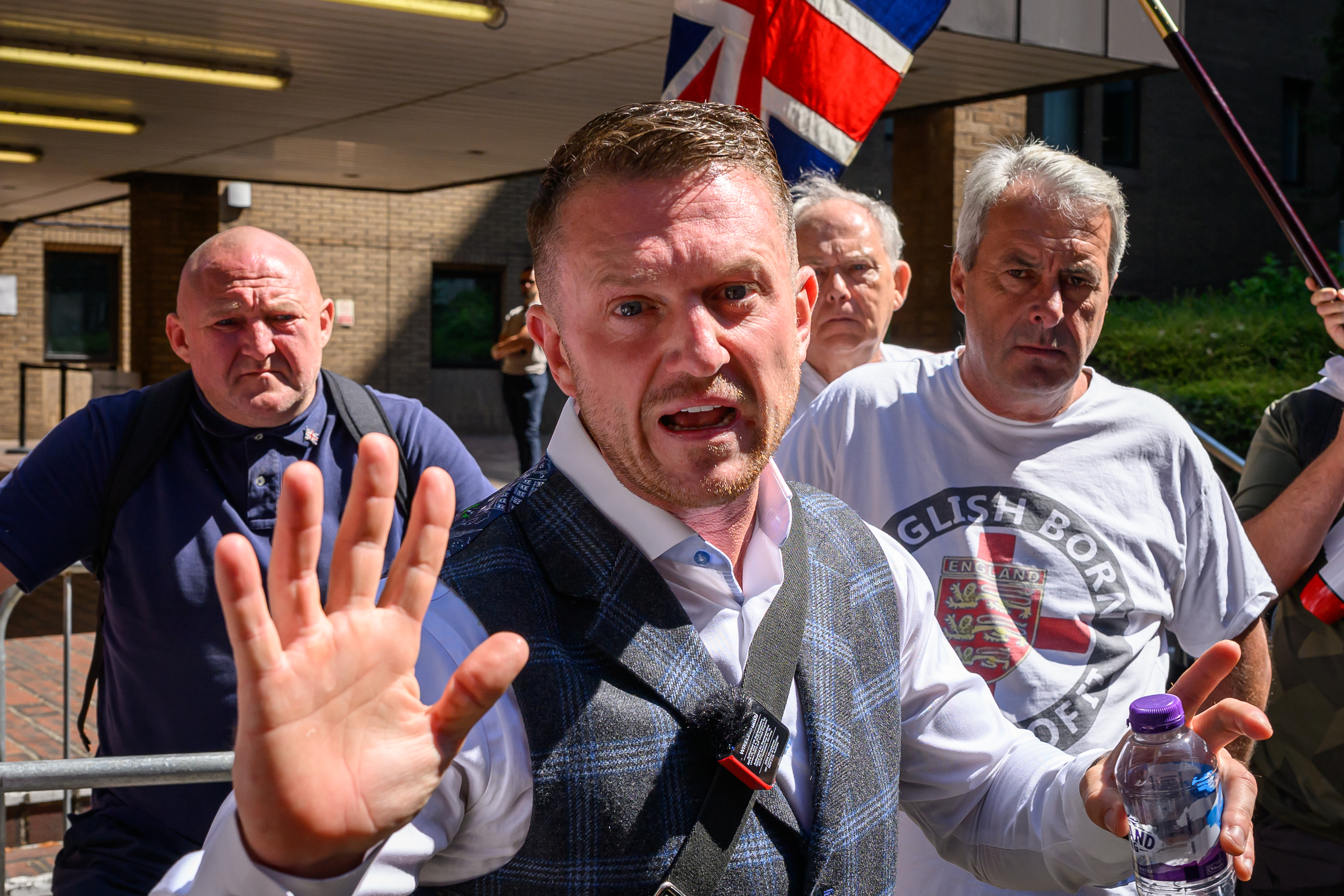 The far-right activist Tommy Robinson is pictured in London.