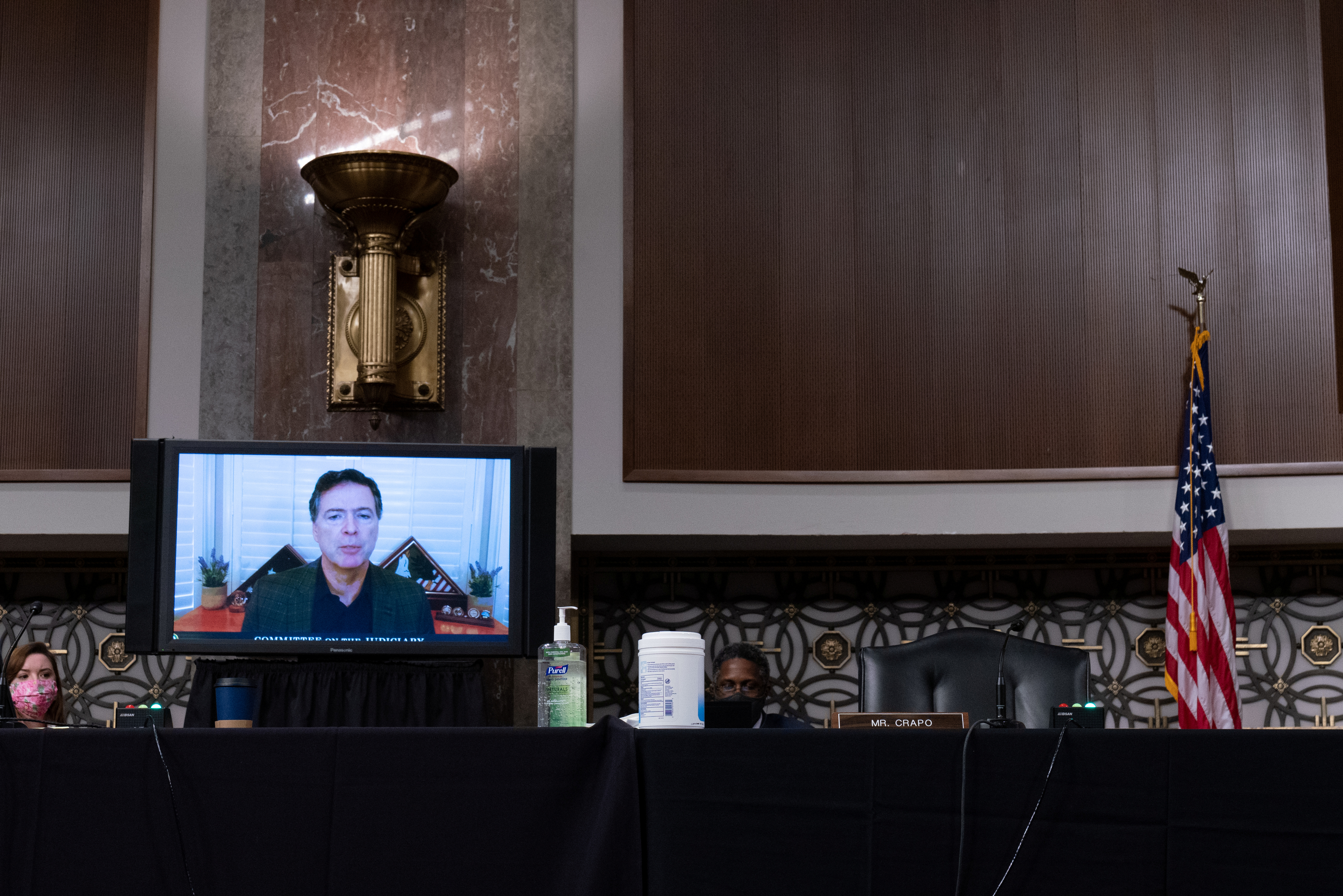 James Comey, Former Director of the Federal Bureau of Investigation testifies remotely before the Senate Judiciary Committee during an oversight hearing to examine the Crossfire Hurricane Investigation in Washington DC., U.S., September 30, 2020.