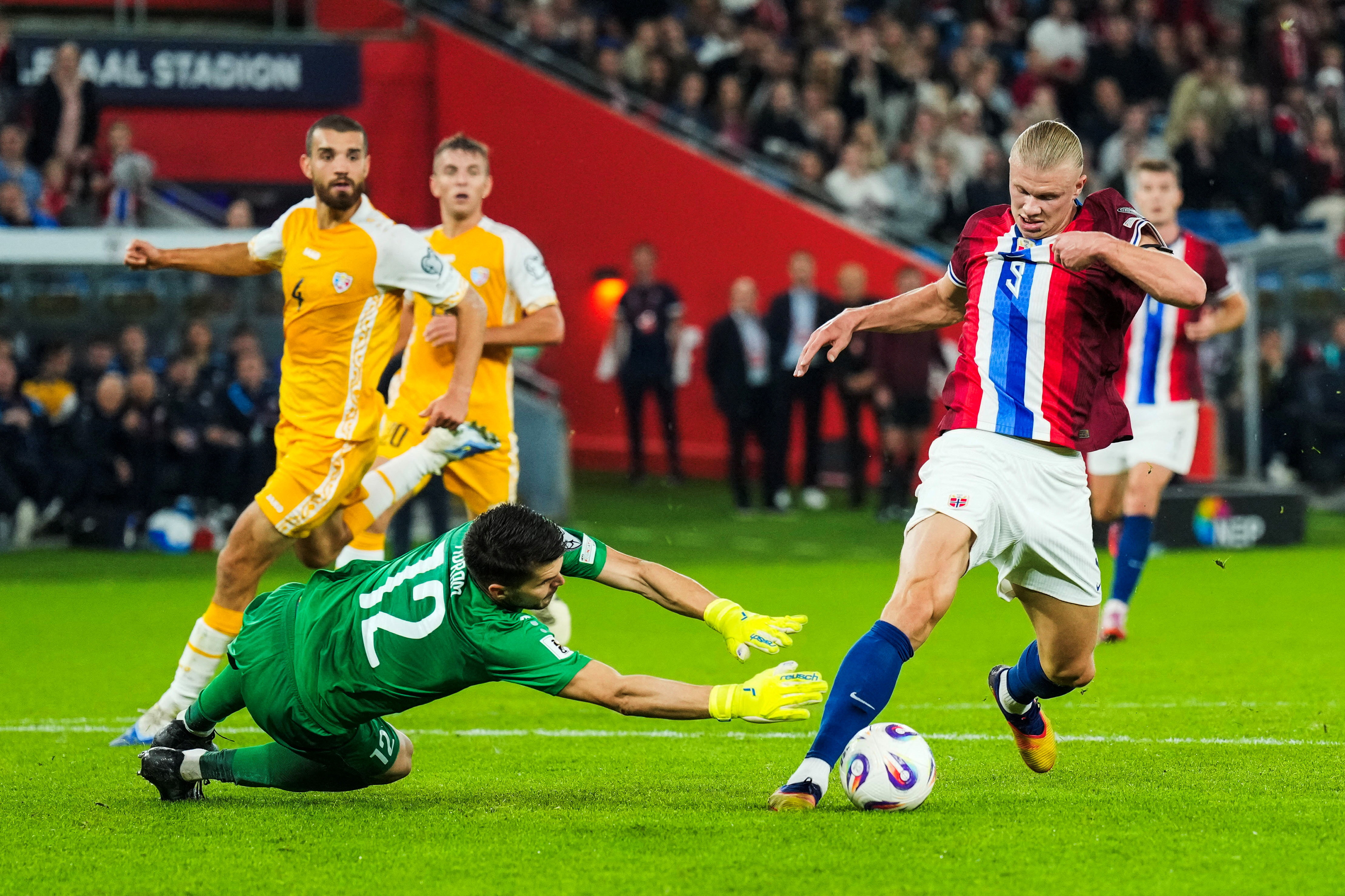 Norway’s Erling Haaland scores their fourth goal to complete a hat-trick against Moldova in their UEFA World Cup qualifying match at Ullevaal Stadion, Oslo, Norway, on September 9, 2025