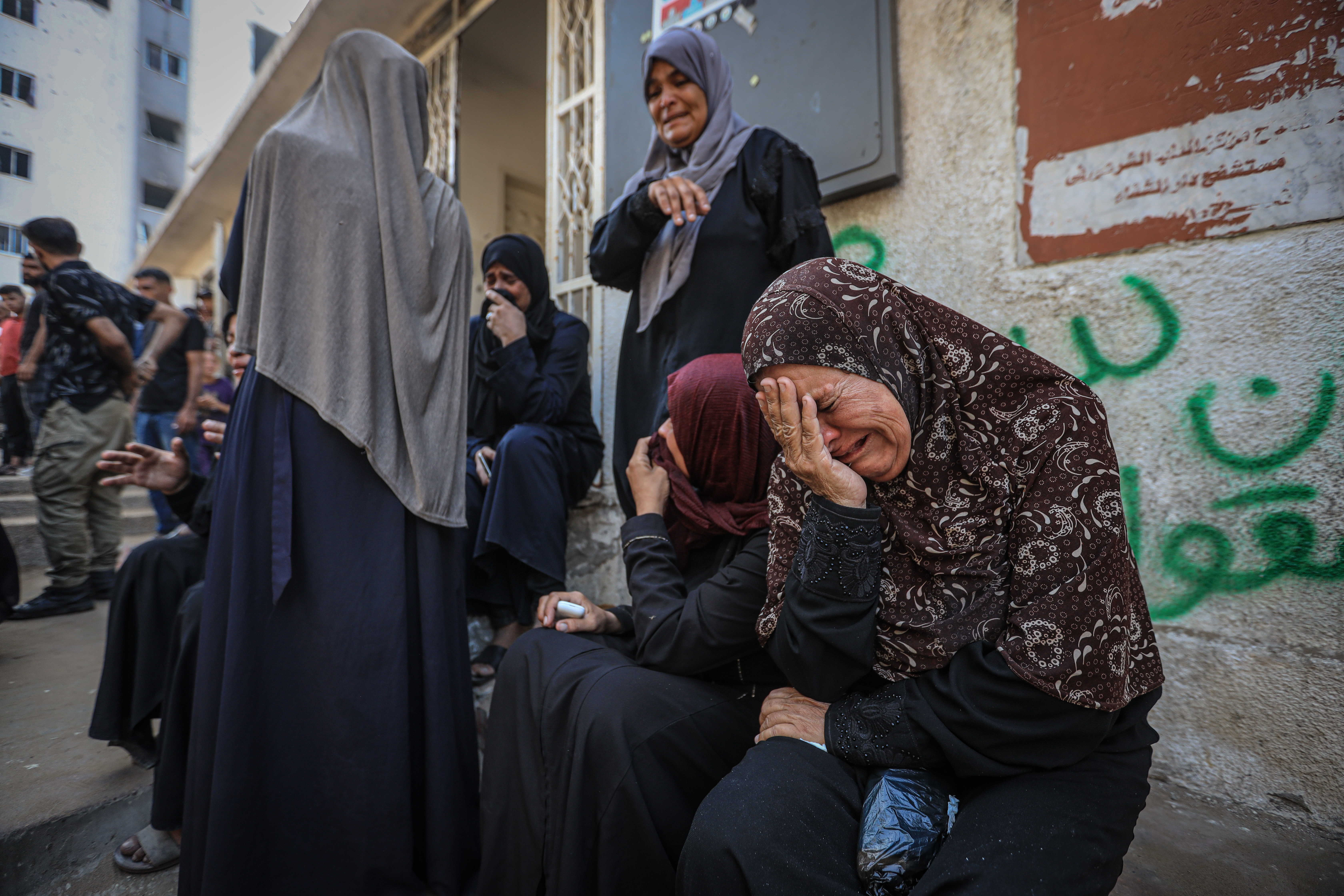 Palestinians mourn the loss of loved ones killed by the Israeli military on September 6, 2025