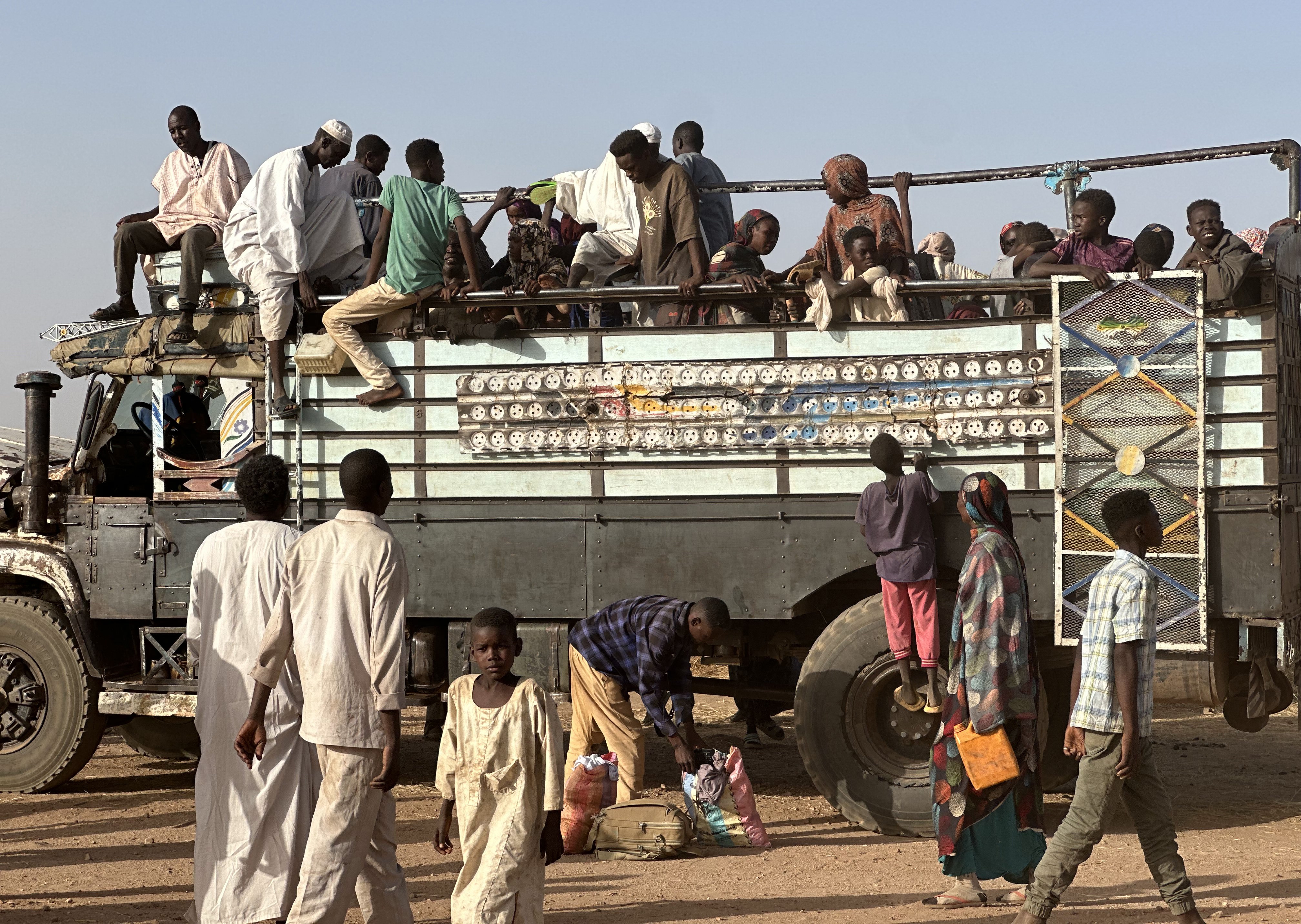 The prolonged RSF siege of el-Fasher also impacted nearby displacement camps, like Zamzam, whose residents are shown here fleeing to the Tawila camps on April 14, 2025, as the RSF took Zamzam
