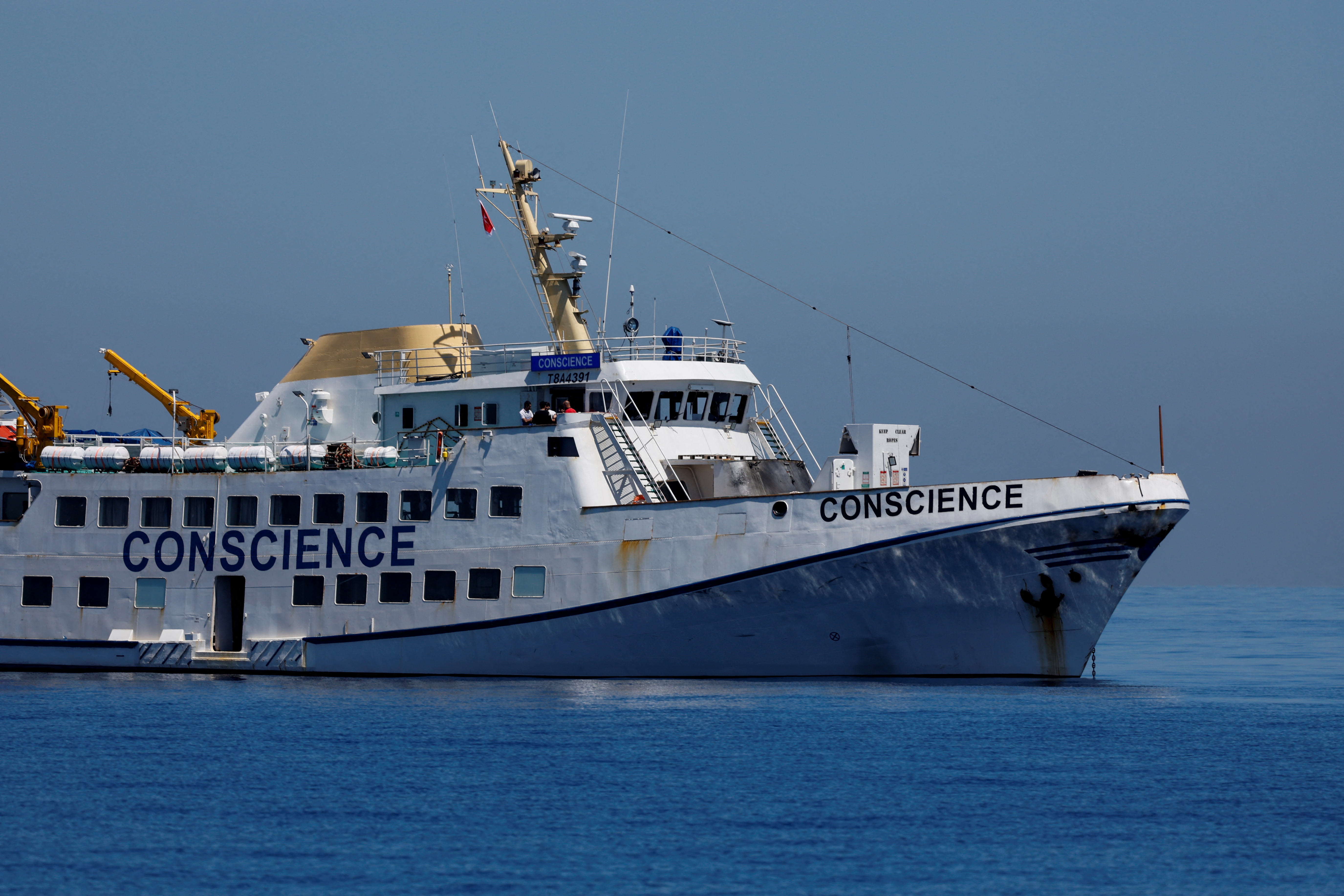 A damaged Gaza Freedom Flotilla vessel