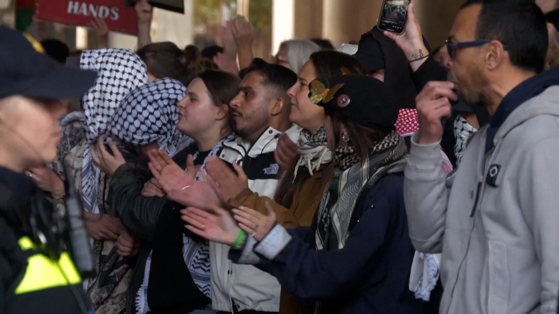 Families and friends of Gaza-bound flotilla activists detained by Israeli forces joined a demonstration in the Netherlands demanding their release [Reuters]